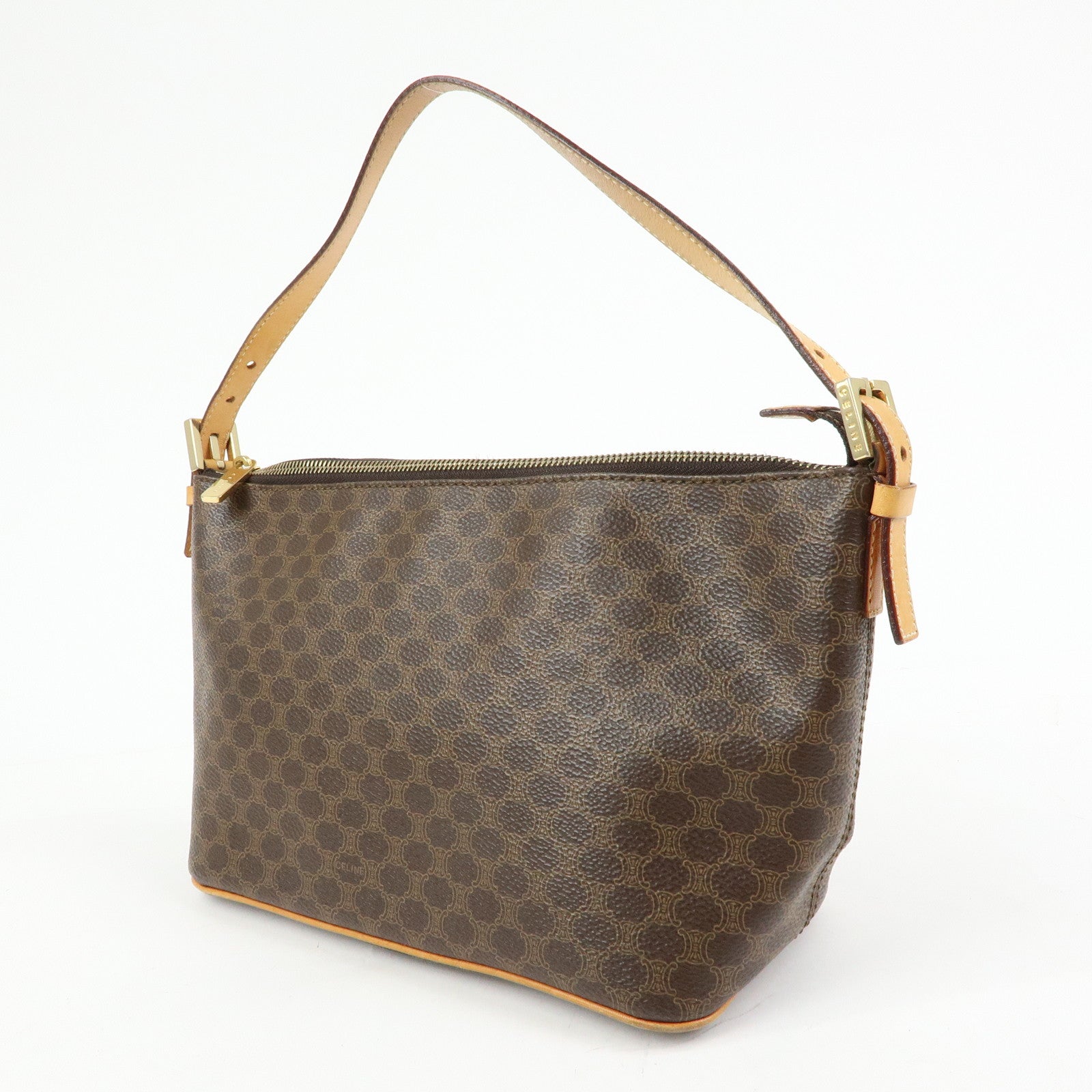 CELINE Macadam PVC Leather Shoulder Bag Hand Bag Brown