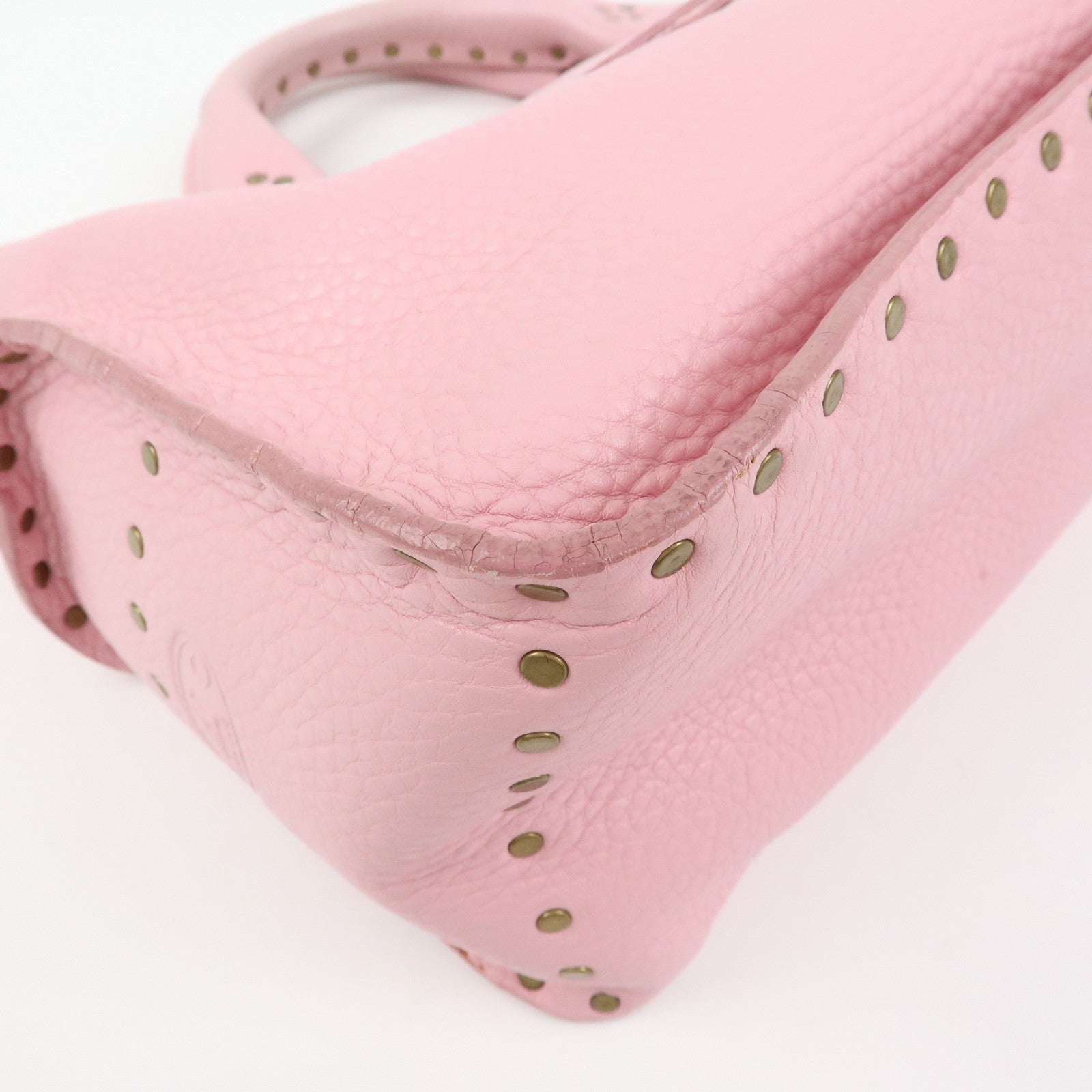 CELINE Boogie Bag Leather Studs Hand Bag Tote Bag Pink