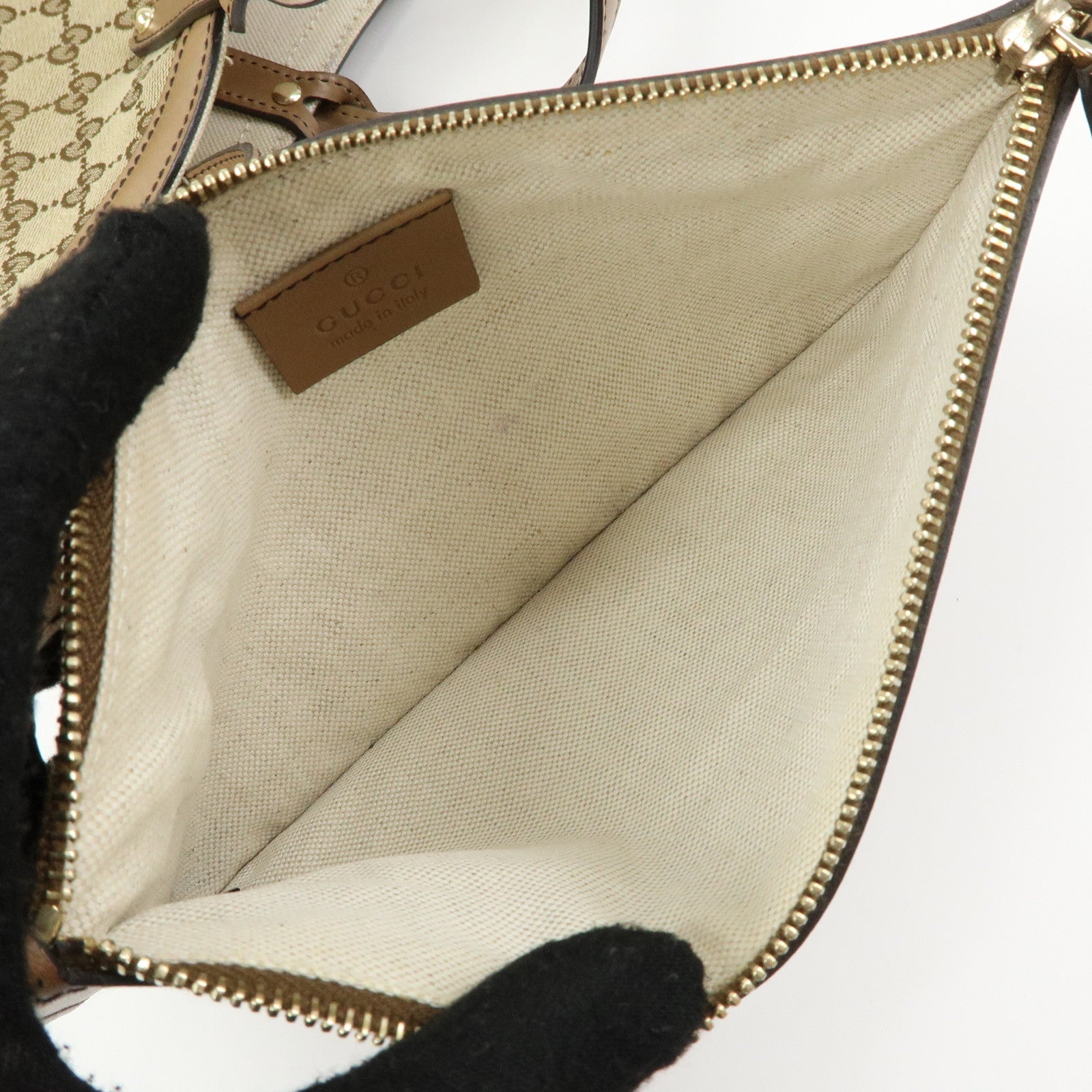 GUCCI GG Canvas Leather Tote Bag Shoulder Bag Beige 247209