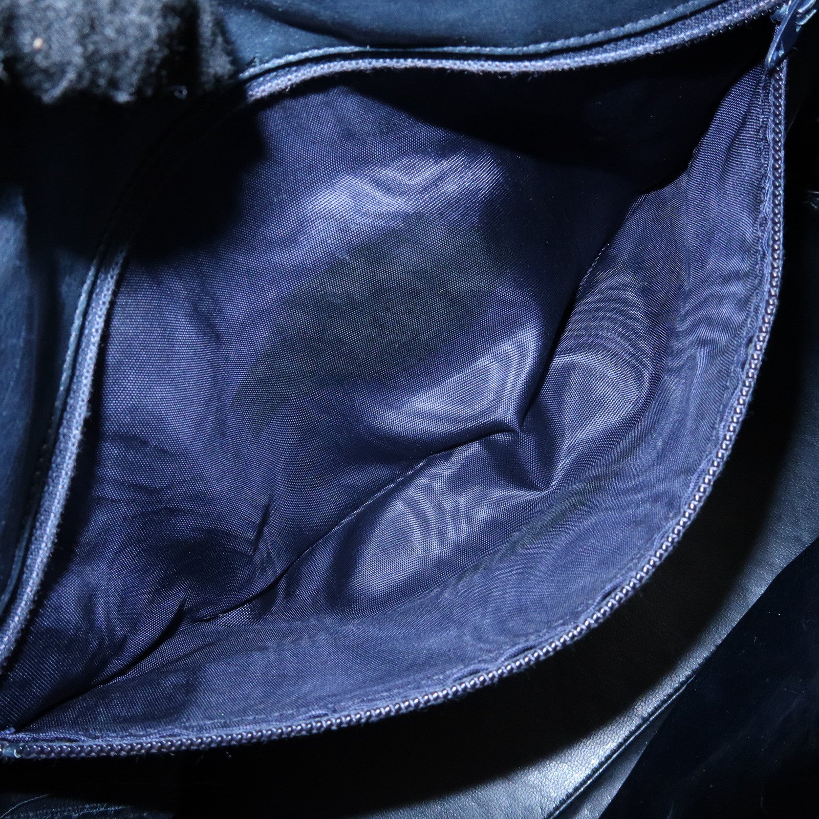CELINE Macadam Leather Suede Hand Bag Boston Bag Navy