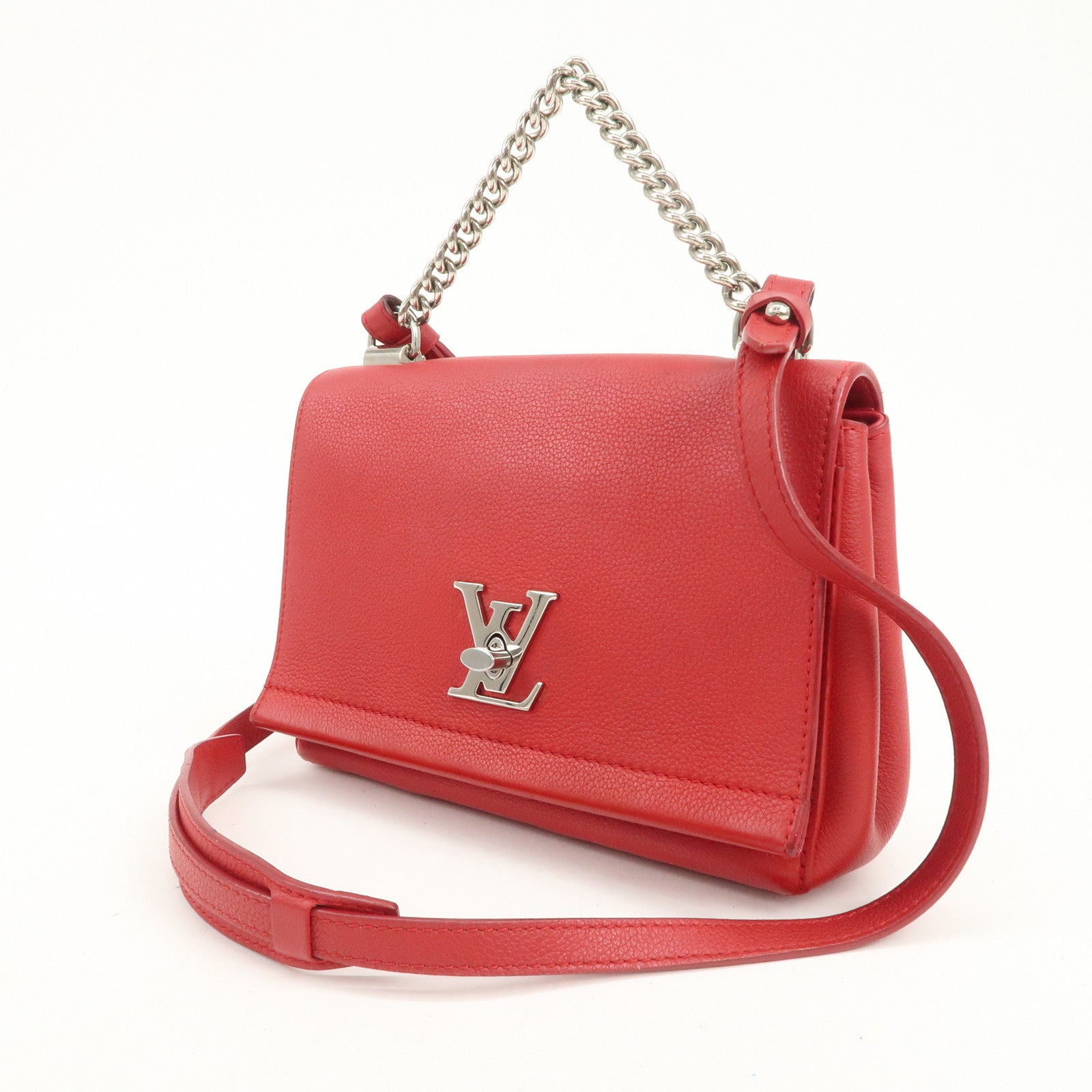 Louis Vuitton Calf Leather My Lockme BB 2Way Hand Bag Ruby M51419