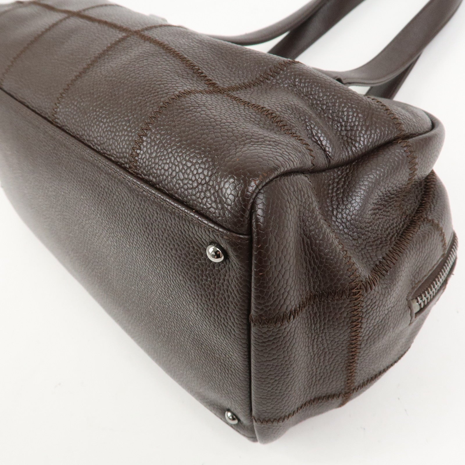 CHANEL Chocolate Bar Caviarskin Boston Bag Shoulder Bag Brown A26135