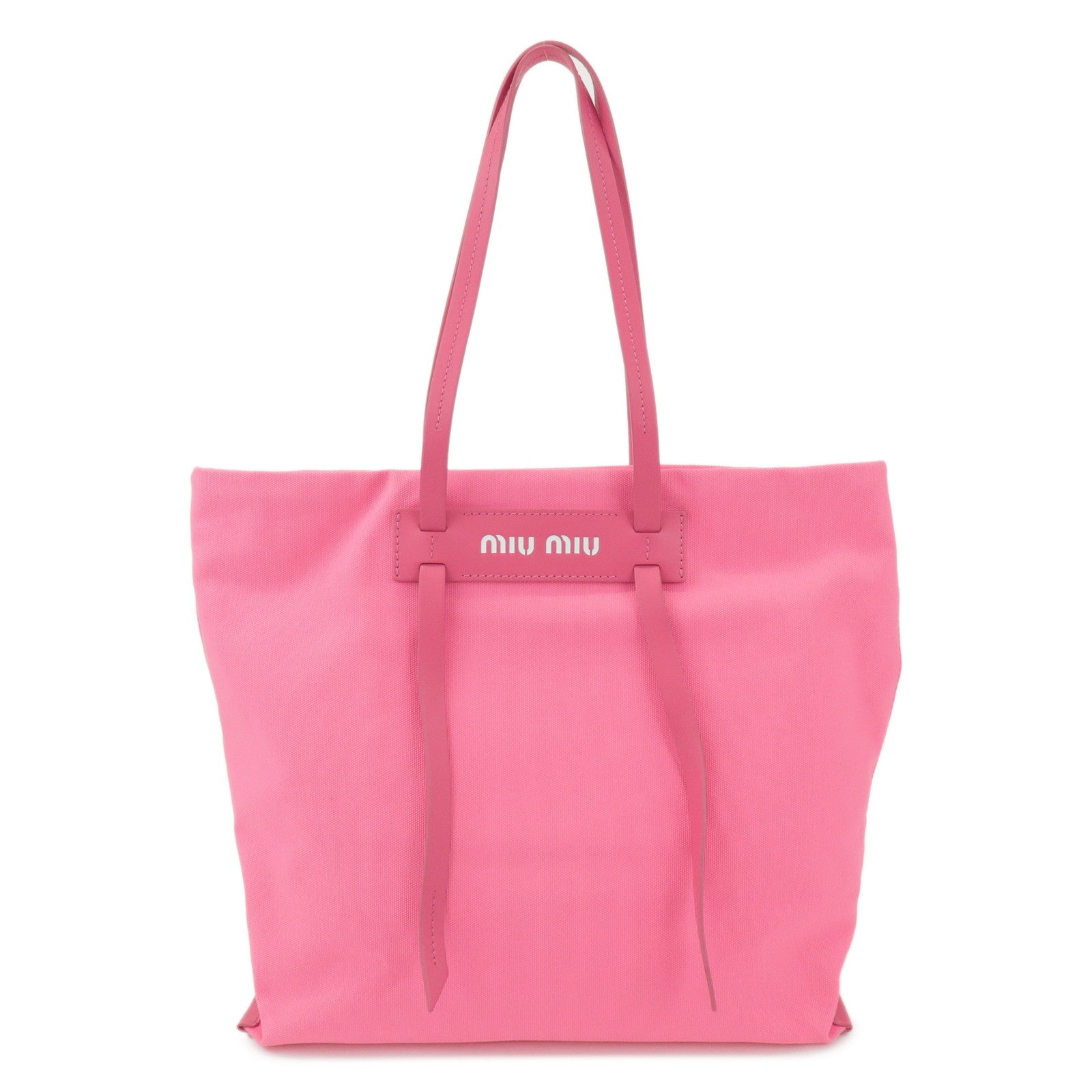MIU MIU Canvas Leather Tote Bag Shoulder Bag Pink 5BG116