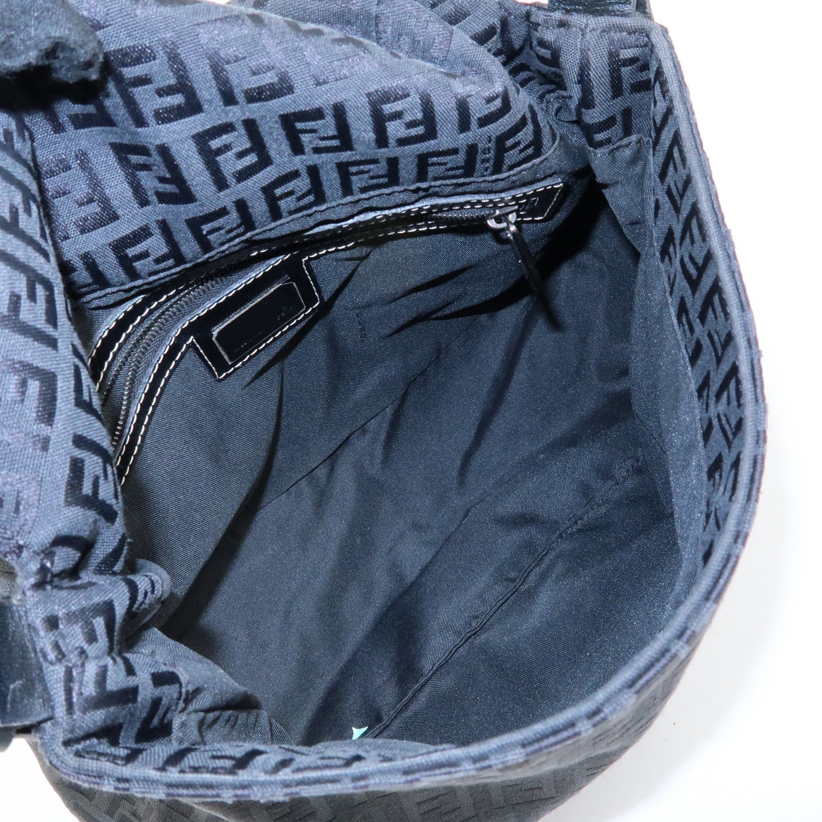 FENDI Zucchino Mamma Baguette Nylon Leather Shoulder Bag 8BR001
