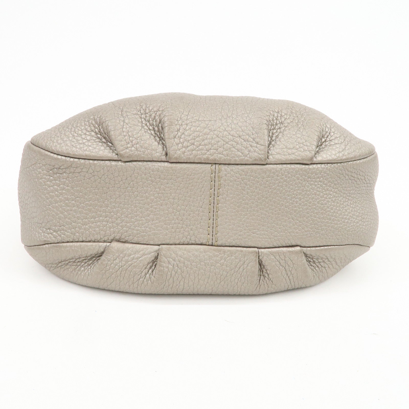 FENDI Selleria Leather Shoulder Bag Hand Bag Gray 8BR618