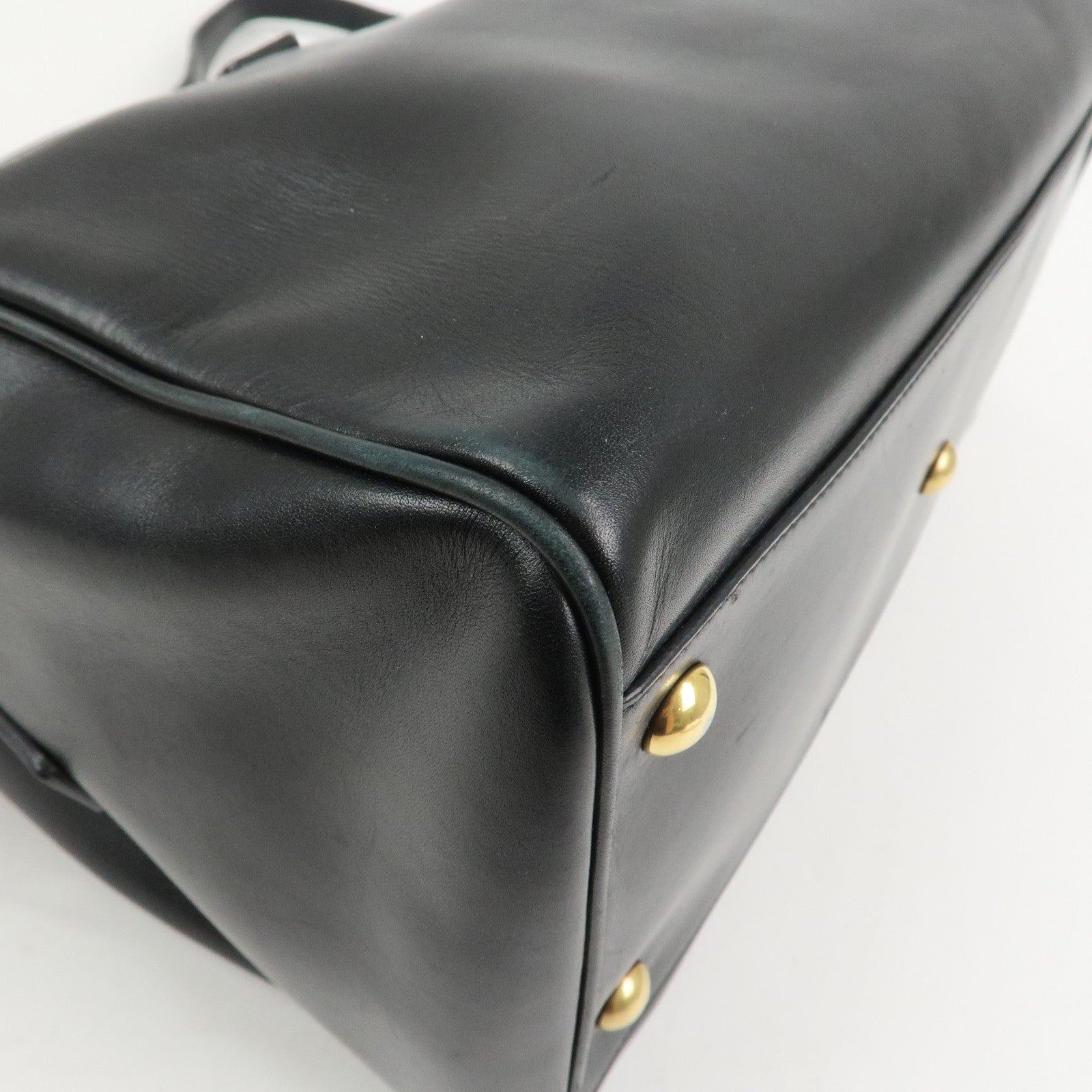 SAINT LAURENT PARIS Duffle 6 Leather 2Way Bag Hand Bag Black 322049
