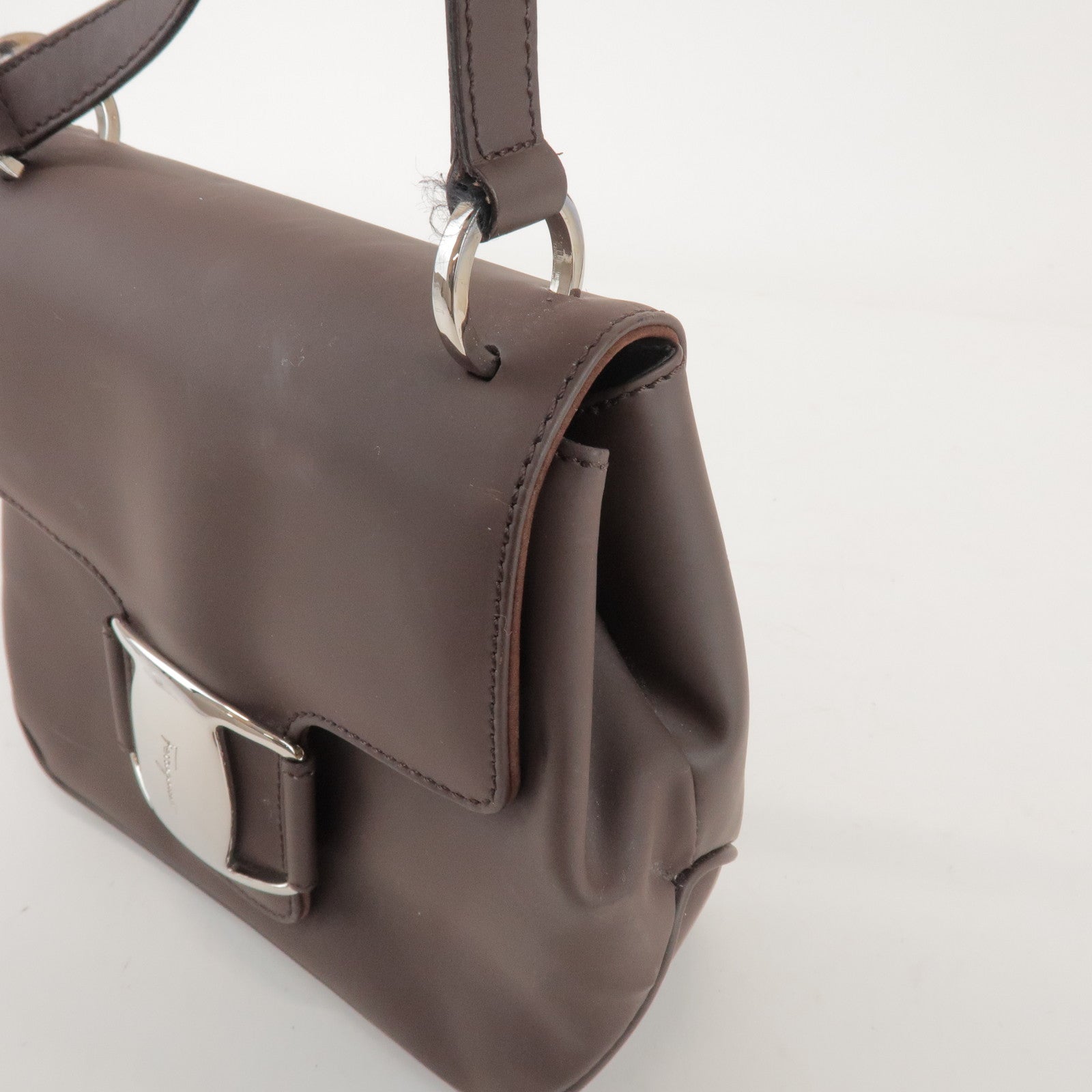 Ferragamo Vara Leather Shoulder Bag Crossbody Bag Brown