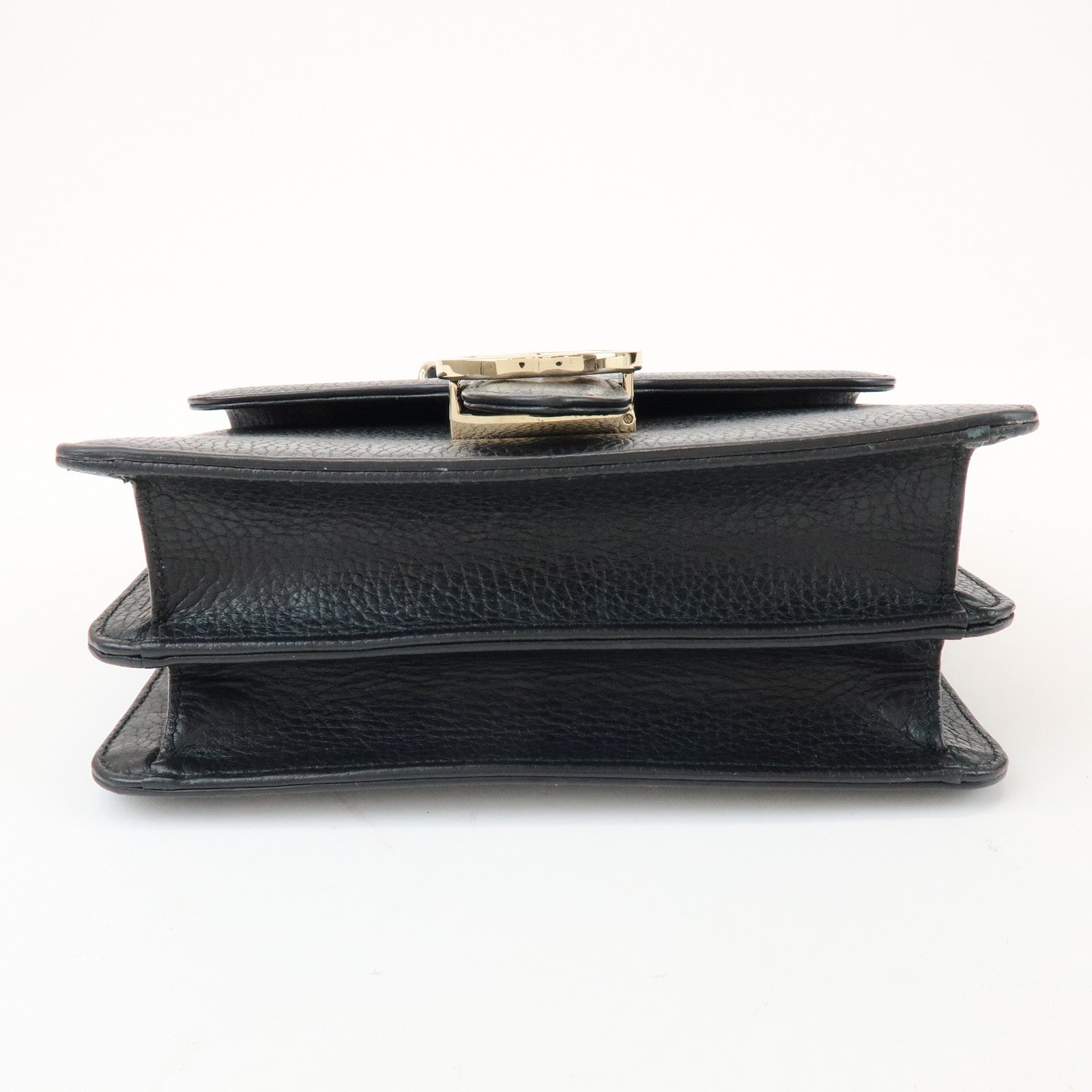 GUCCI Interlocking G Leather Chain Shoulder Hand Bag Black 510304