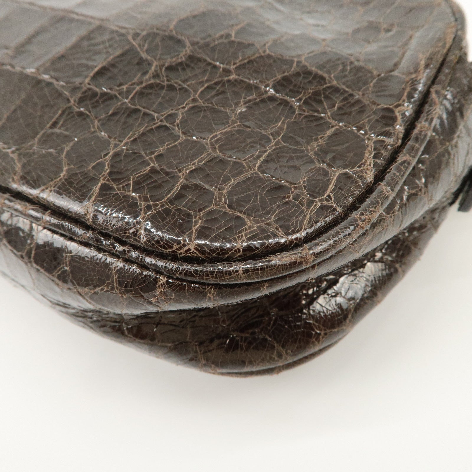MIU MIU Embossed Leather Shoulder Crossbody Bag Dark Brown 5N1477