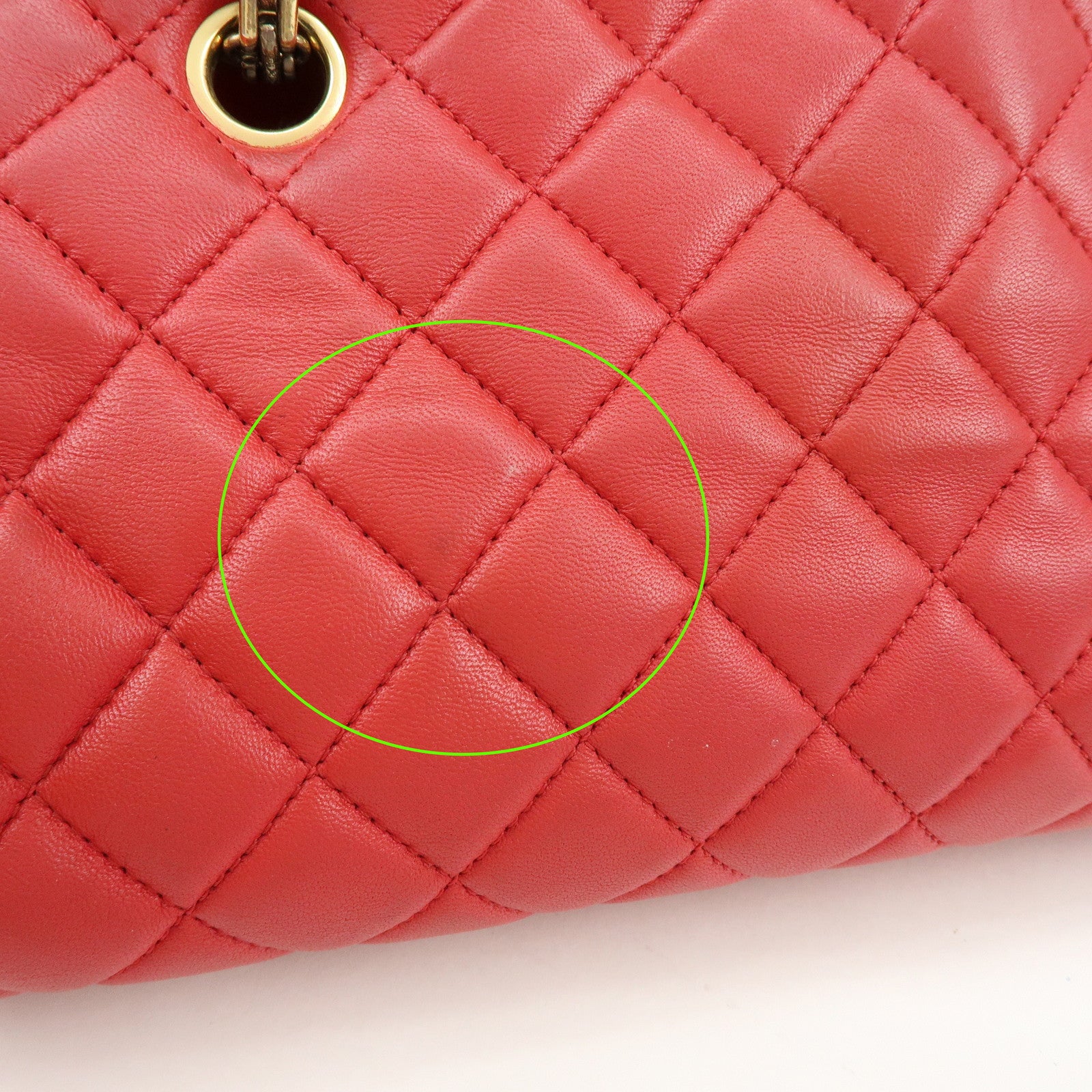 CHANEL Mademoiselle COCO Mark Lamb SKin Chain Shoulder Bag Red