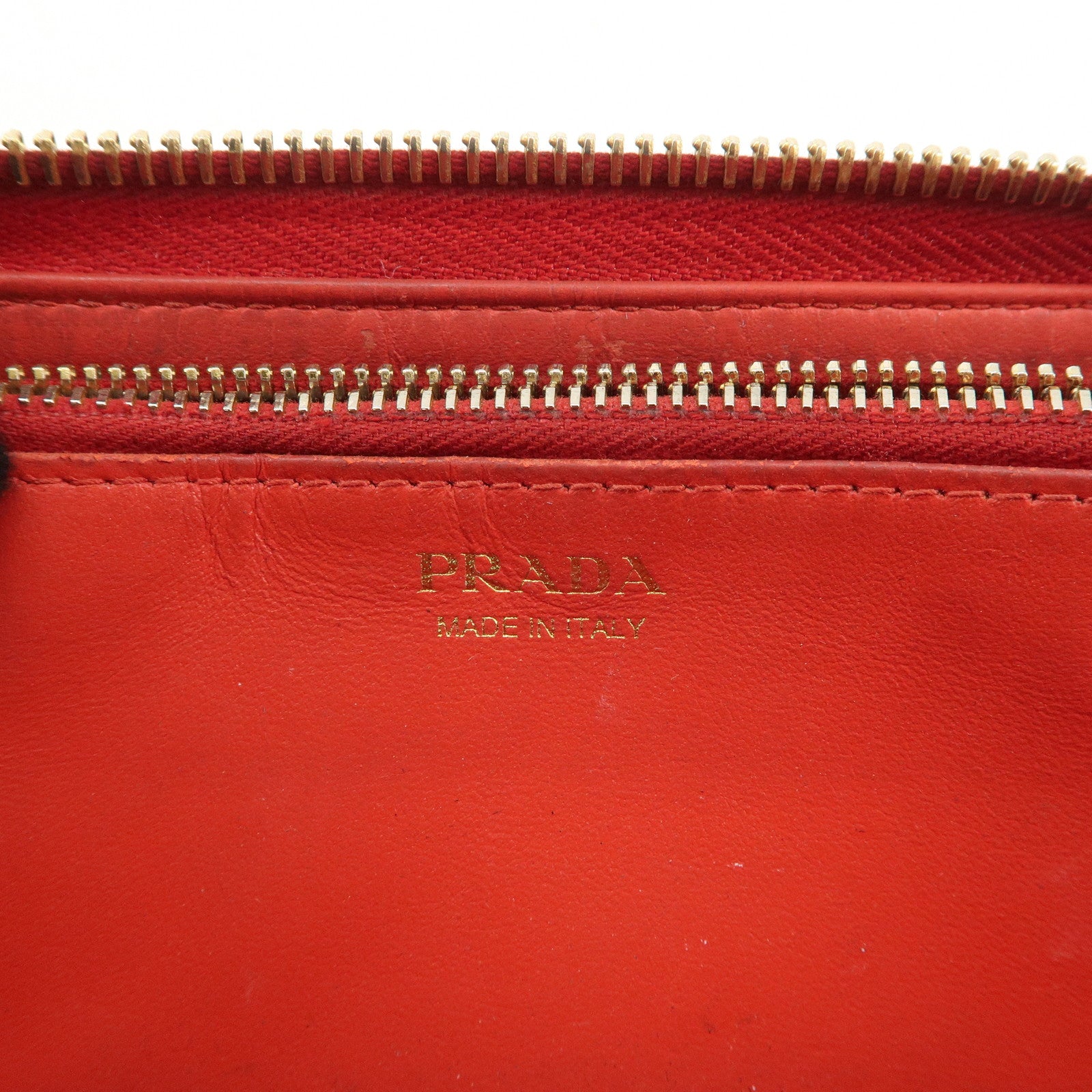 PRADA Saffiano Leather Set of 2 Long Wallet Red 1MH132 Used