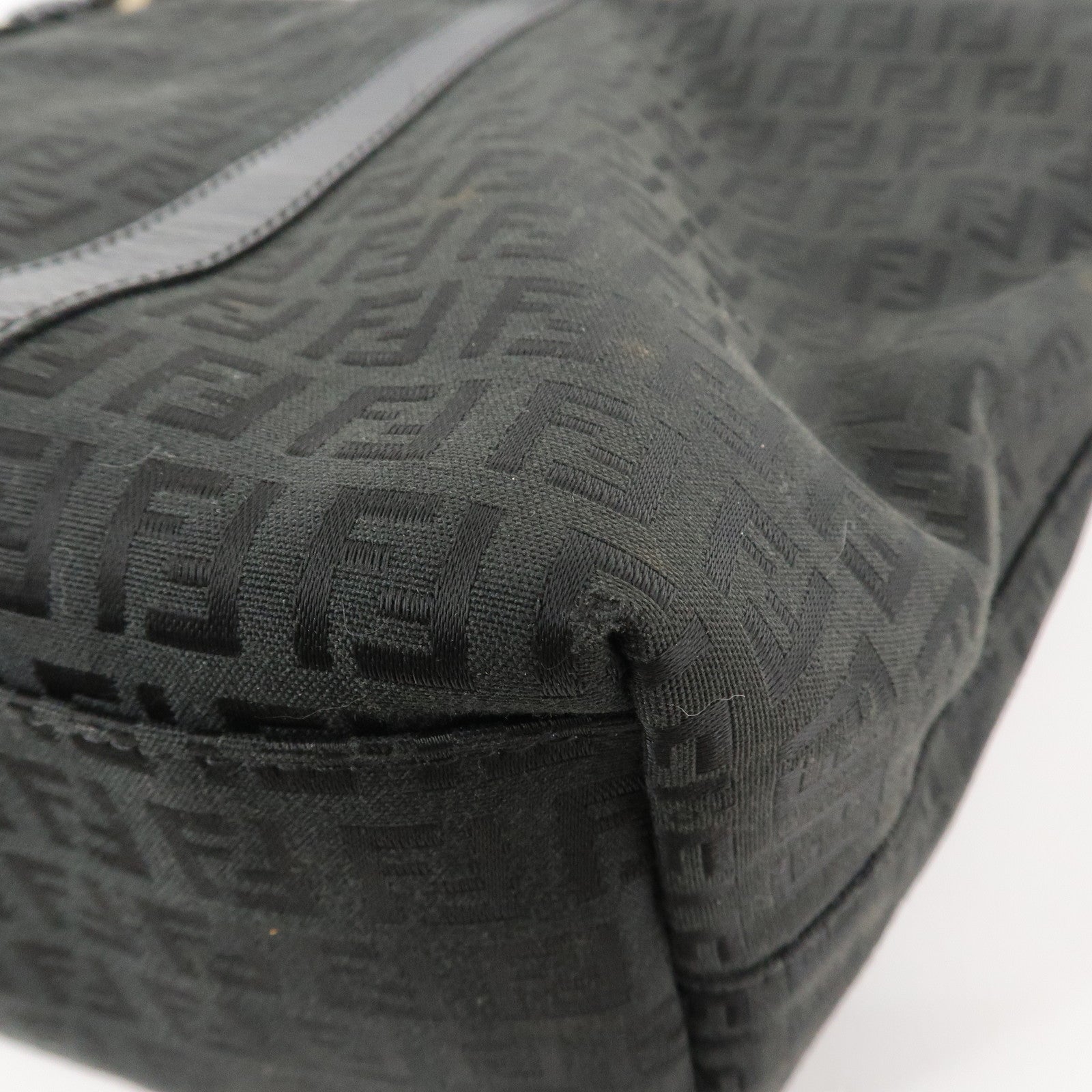FENDI Zucchino Canvas Leather Tote Bag Shoulder Bag Black 8BH215 Used