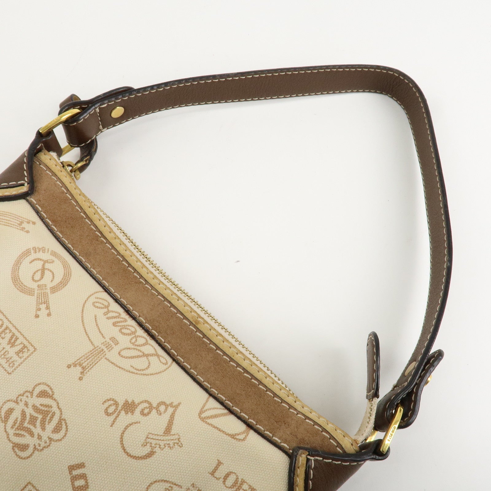 LOEWE Anagram Canvas Suede Leather Shoulder Bag 160th Anniverssary Used