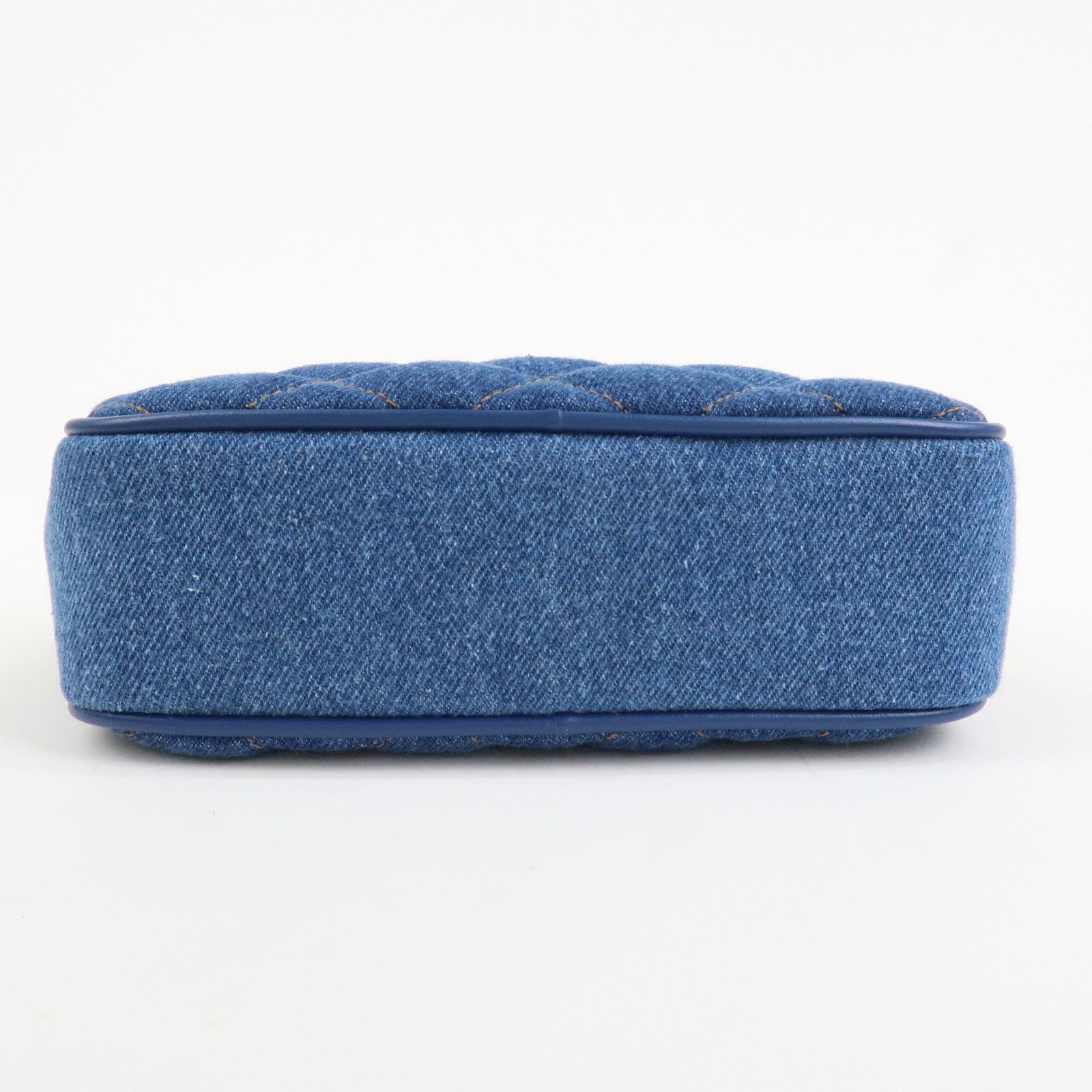 GIANNI VERSACE Denim Leather Chain Shoulder Bag Blue