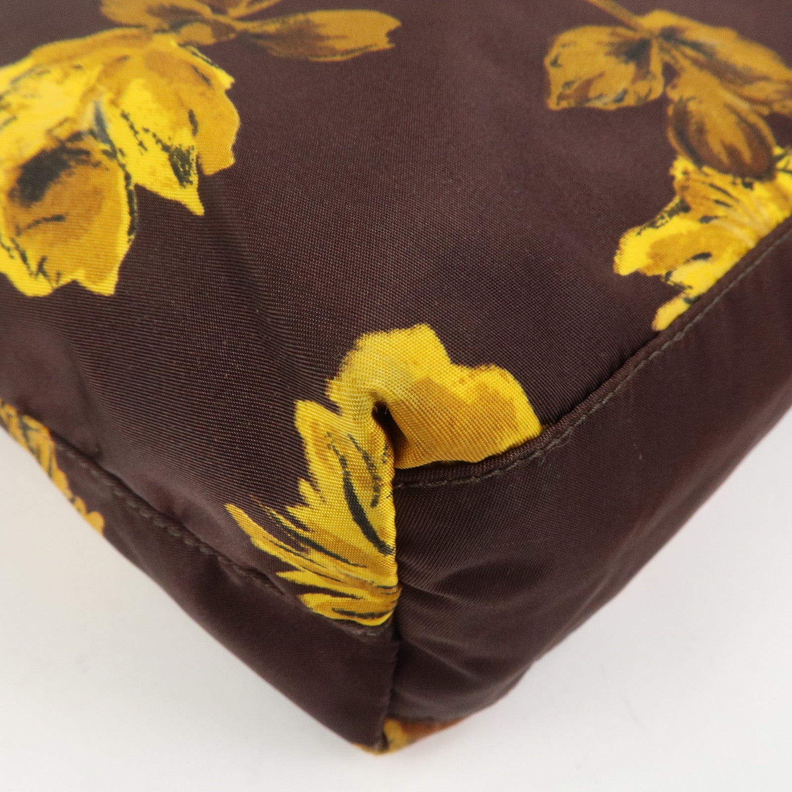 PRADA Triangle Logo Nylon Leather 2Way Shoulder Bag Flower Print