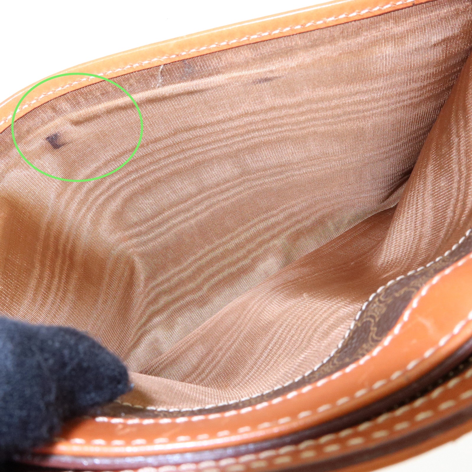 CELINE Logo Macadam PVC Leather Clutch Bag Flat Pouch Brown