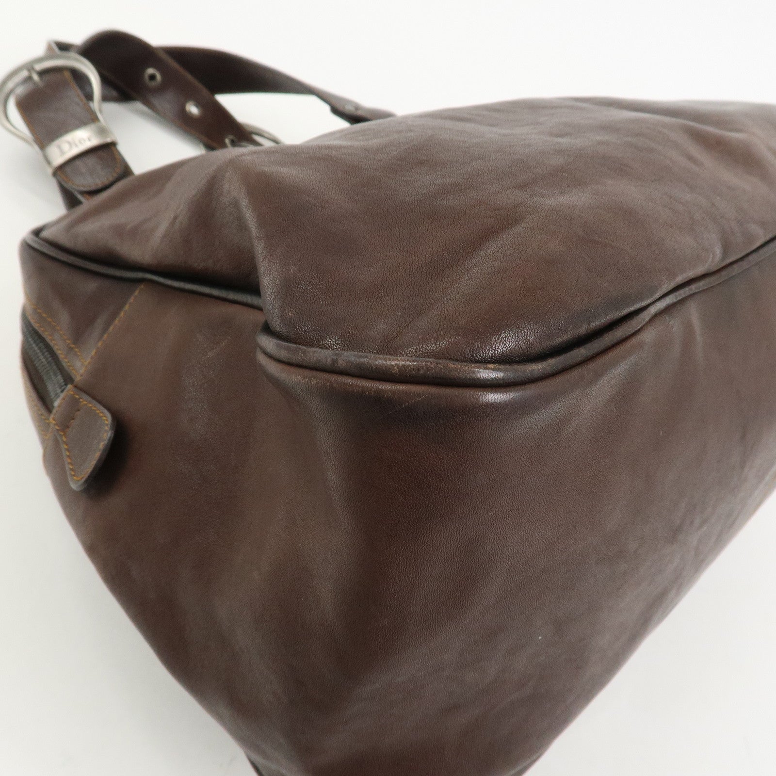 Christian Dior Gaucho Leather Shoulder Bag Hand Bag Brown
