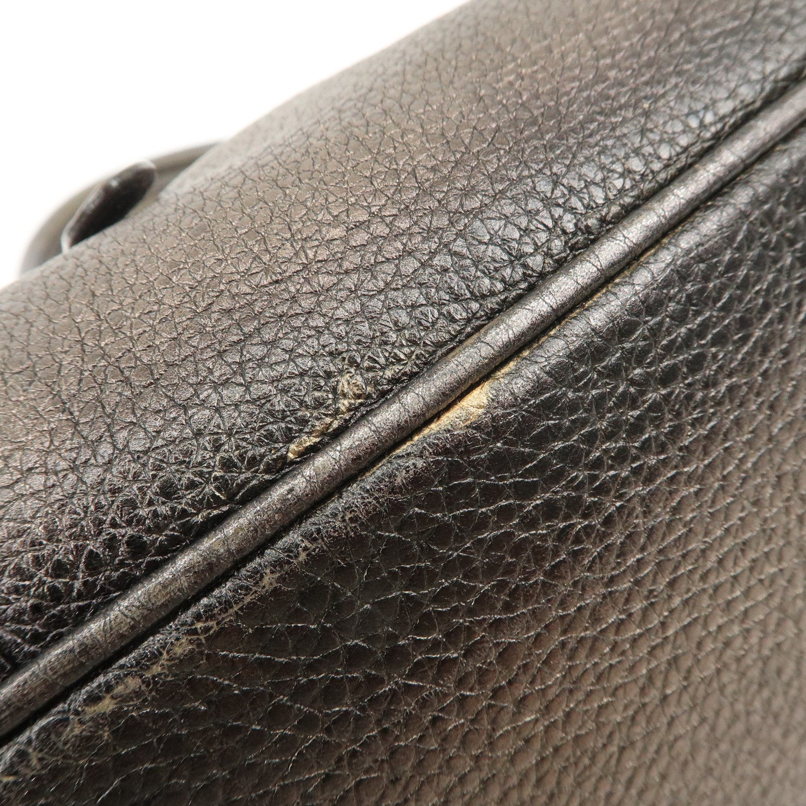 PRADA Logo Leather Shoulder Bag Hand Bag Bronze Used