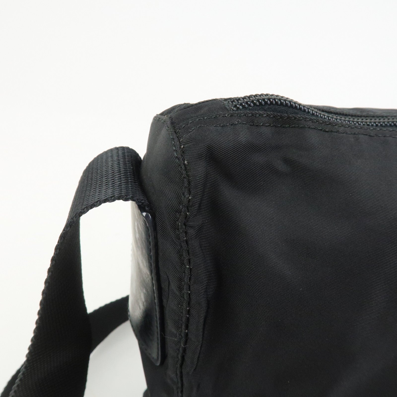 PRADA Nylon Leather Shoulder Bag Crossbody Bag Black B10140