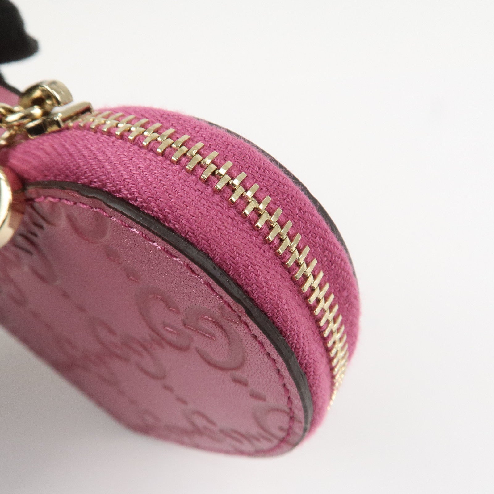 GUCCI Lovely Heart Guccissima Leather Coin Case MetallicPink 152615