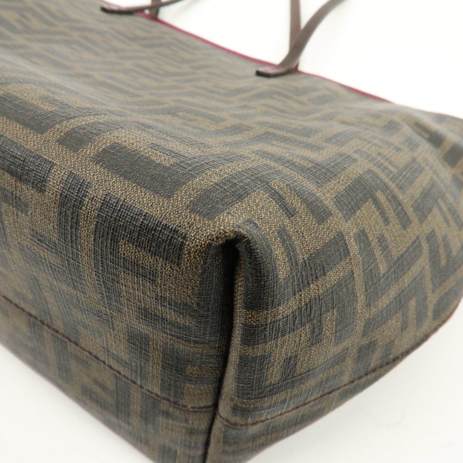 FENDI Zucca PVC Leather Tote Bag Shoulder Bag Brown Pink 8BH185