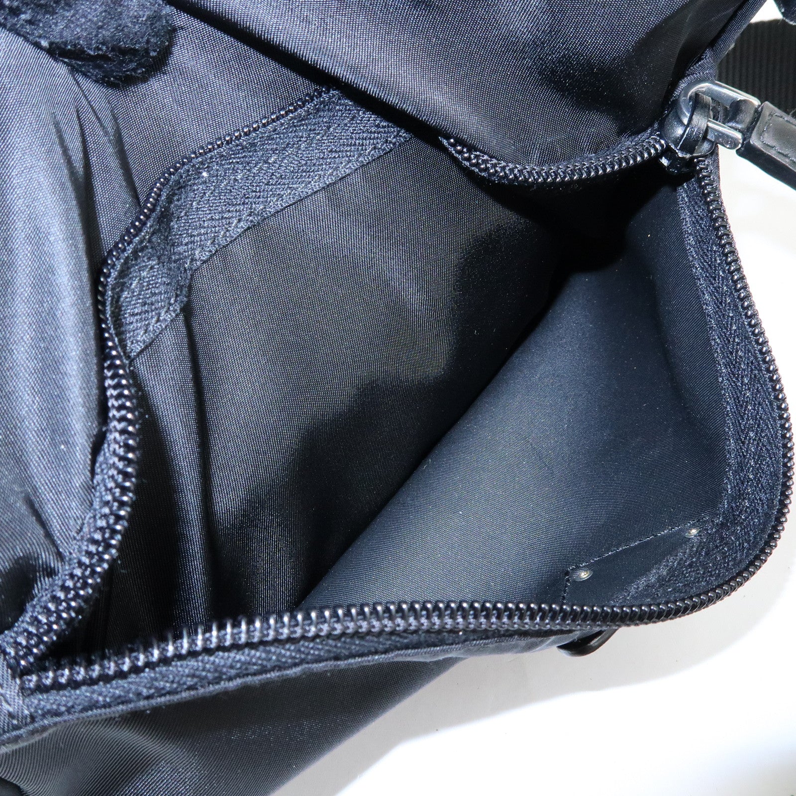 PRADA Triangle Logo Nylon Leather Shoulder Crossbody Bag Black