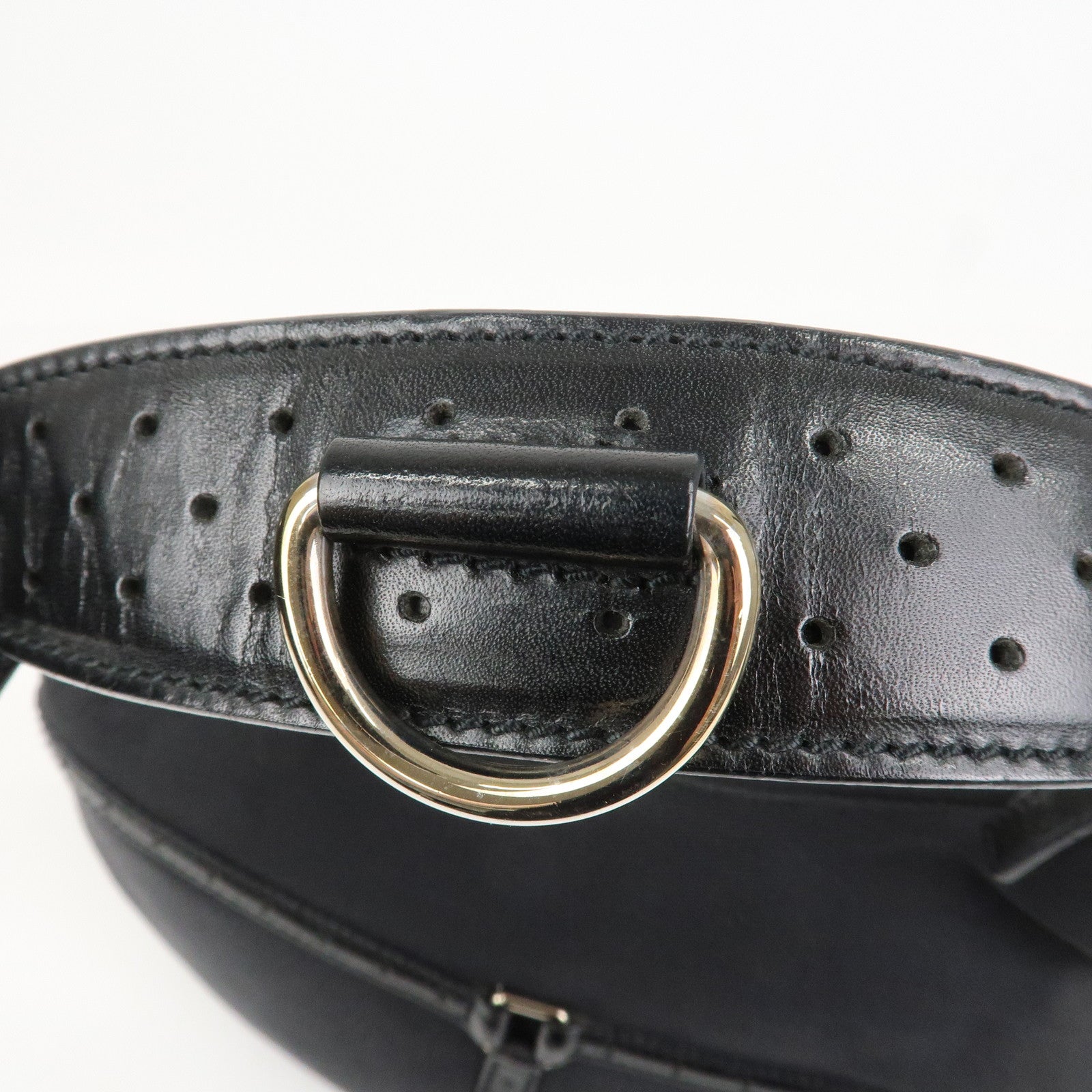 GUCCI Interlocking G Canvas Leather One Shoulder Bag Black 114869