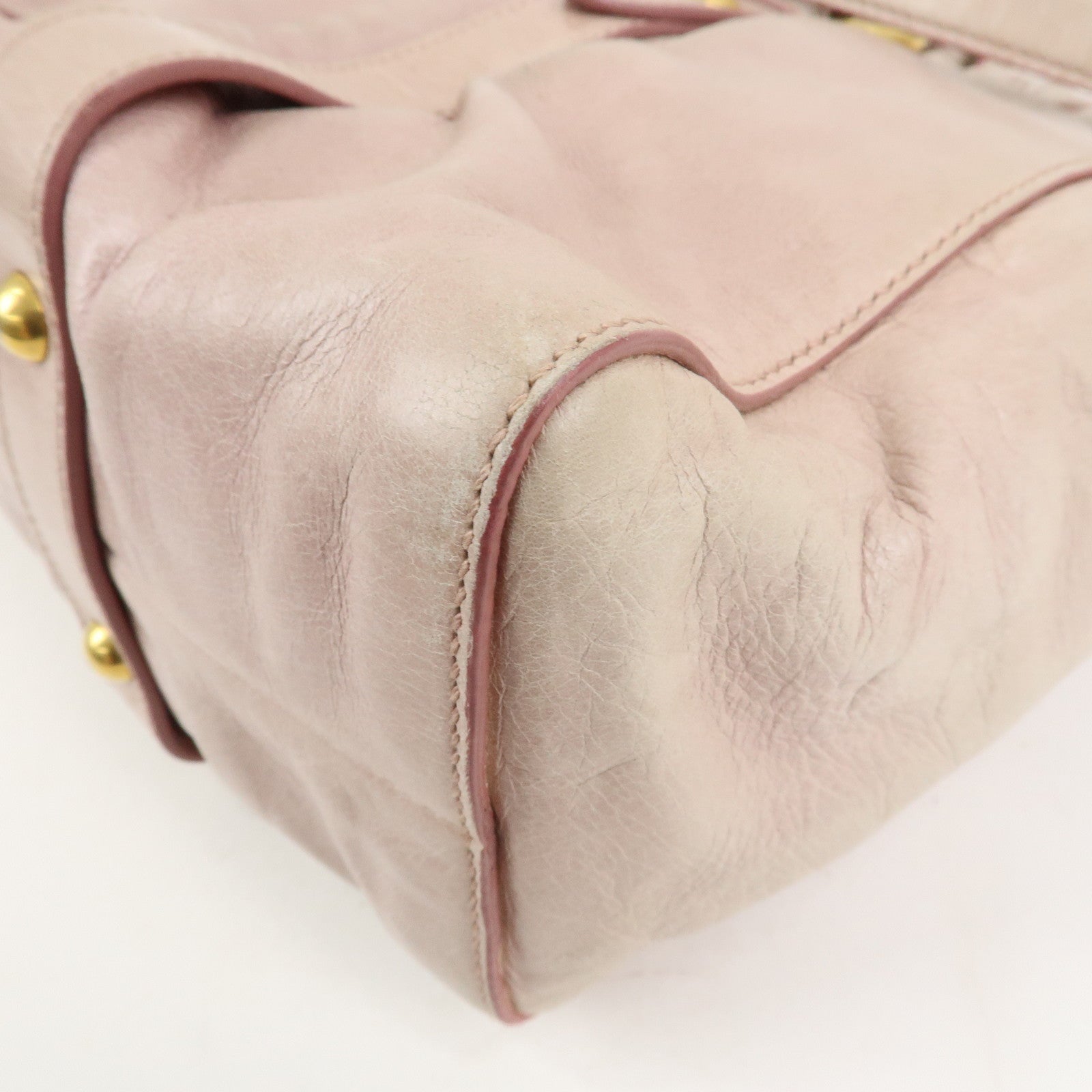 MIU MIU Logo Leather 2Way Bag Shoulder Bag Hand Bag Pink RT0383
