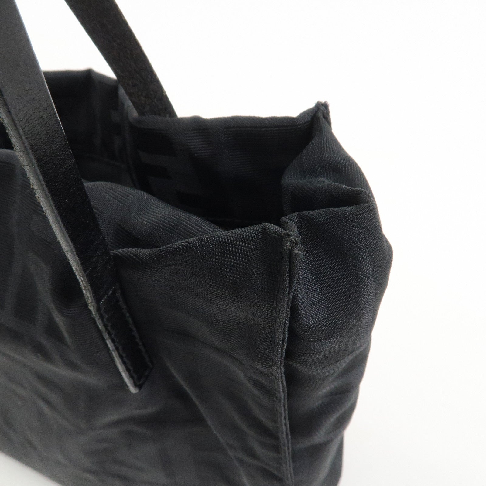 FENDI Zucca Canvas Leather Tote Bag Hand Bag Shoulder Bag 16001