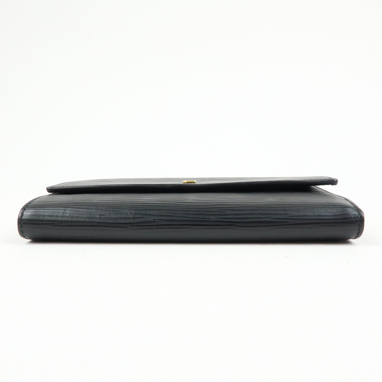 FENDI Embossed Leather Long Flap Wallet Black 30858
