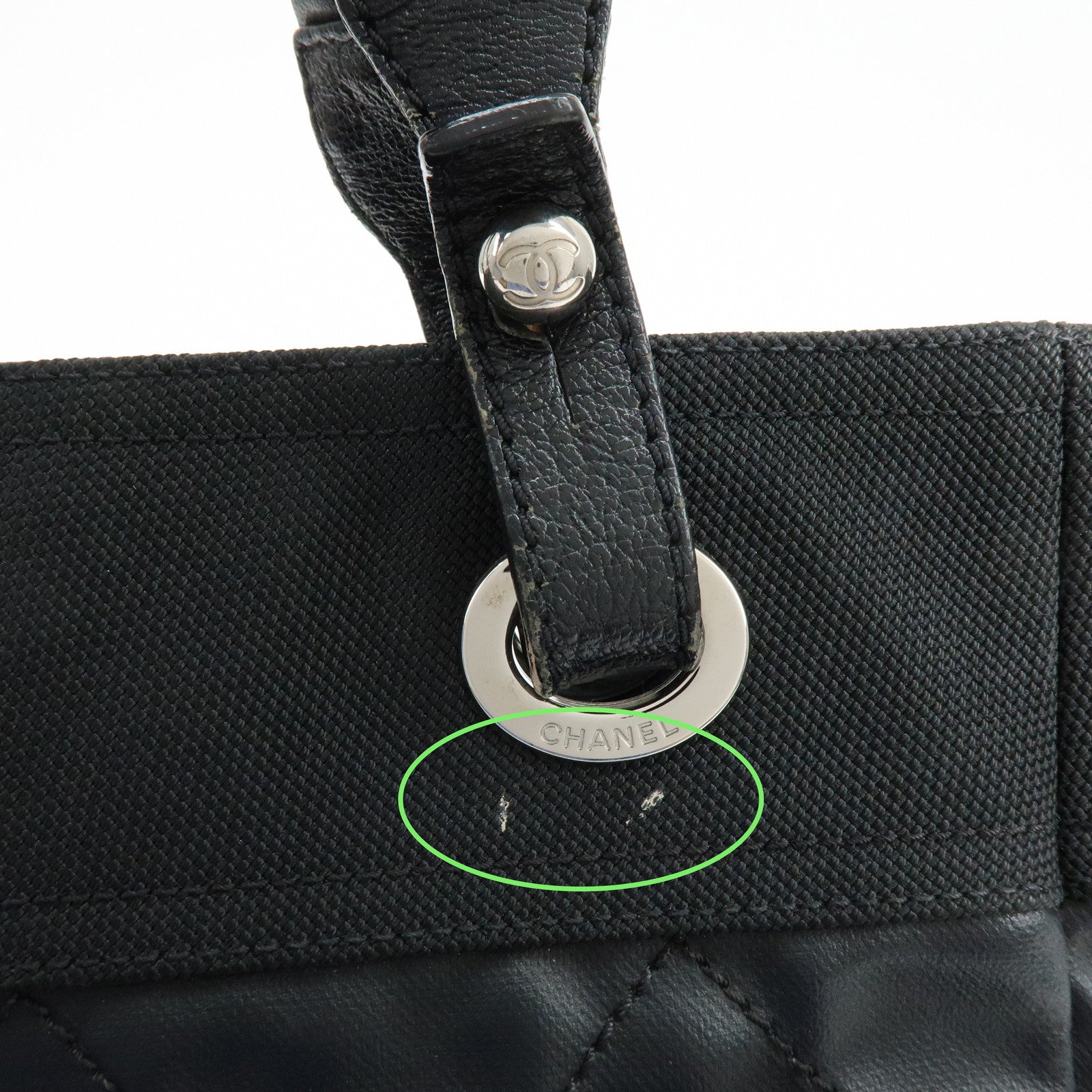 CHANEL Paris Biarritz PM PVC Leather Tote Bag Hand Bag Black A34208