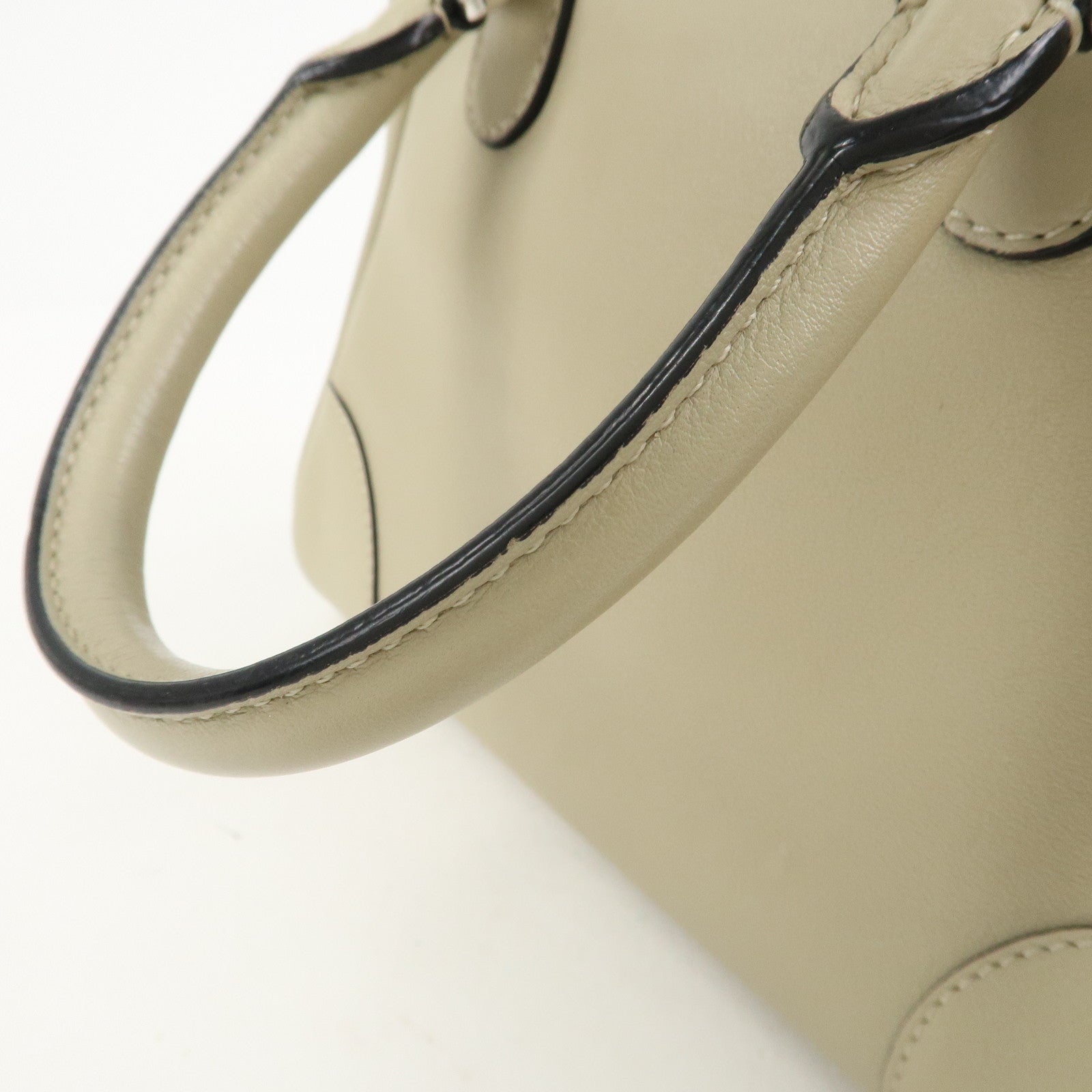 LOEWE Anagram Amazona 75 Leather Hand Bag Beige Silver