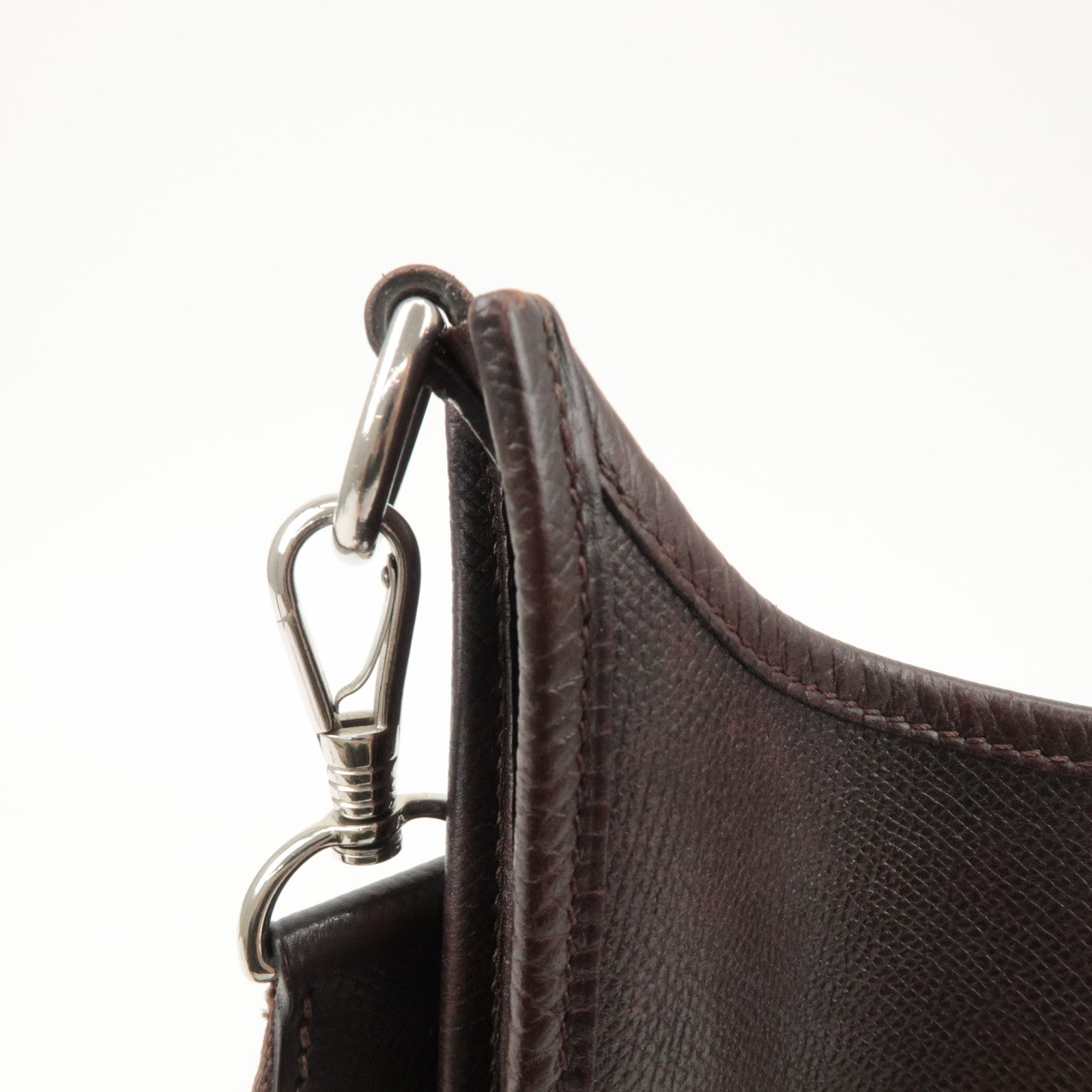 HERMES Evelyn 1GM H Engraved Leather Shoulder Bag Brown Used