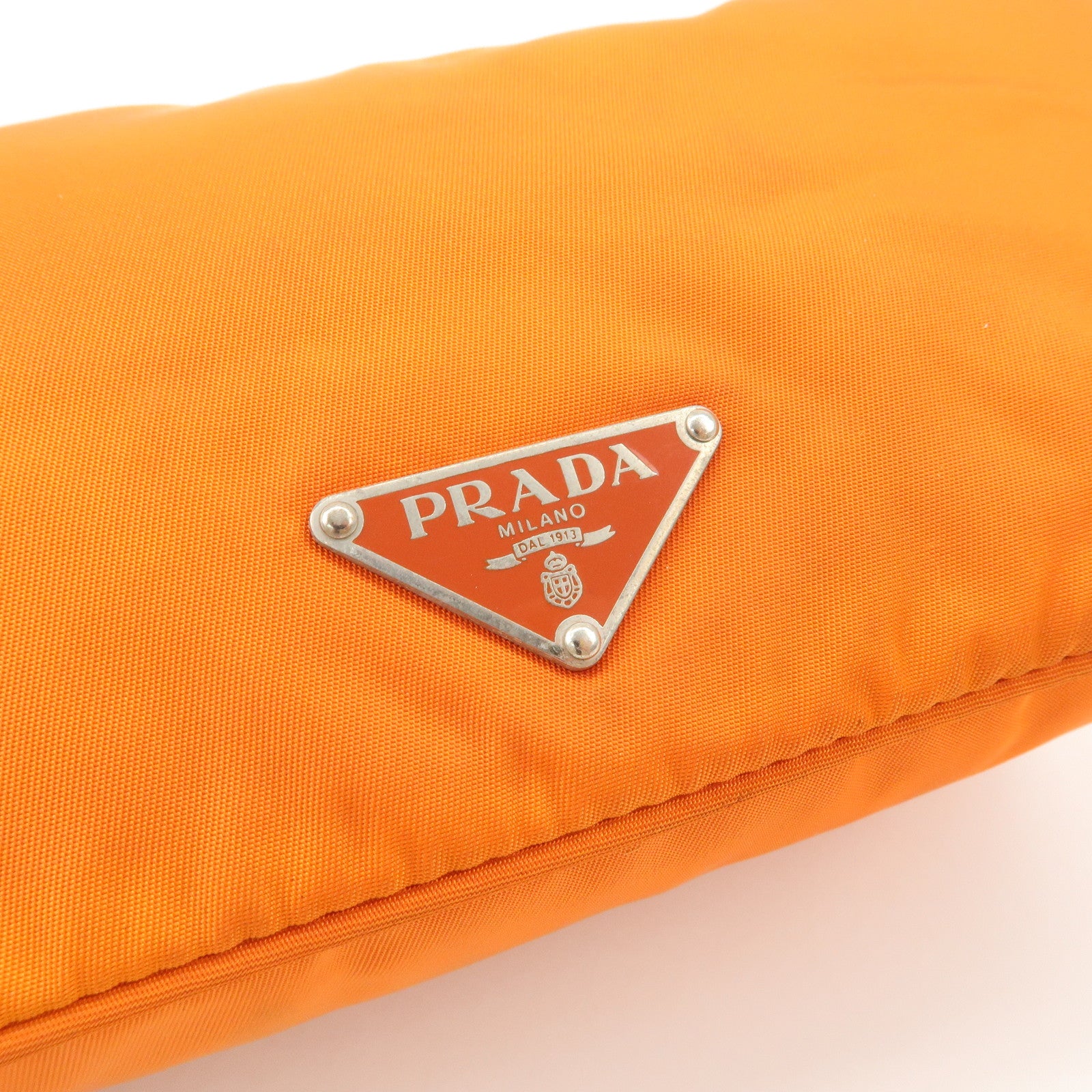 PRADA Triangle Logo Nylon Leather Shoulder Bag Orange BR1267