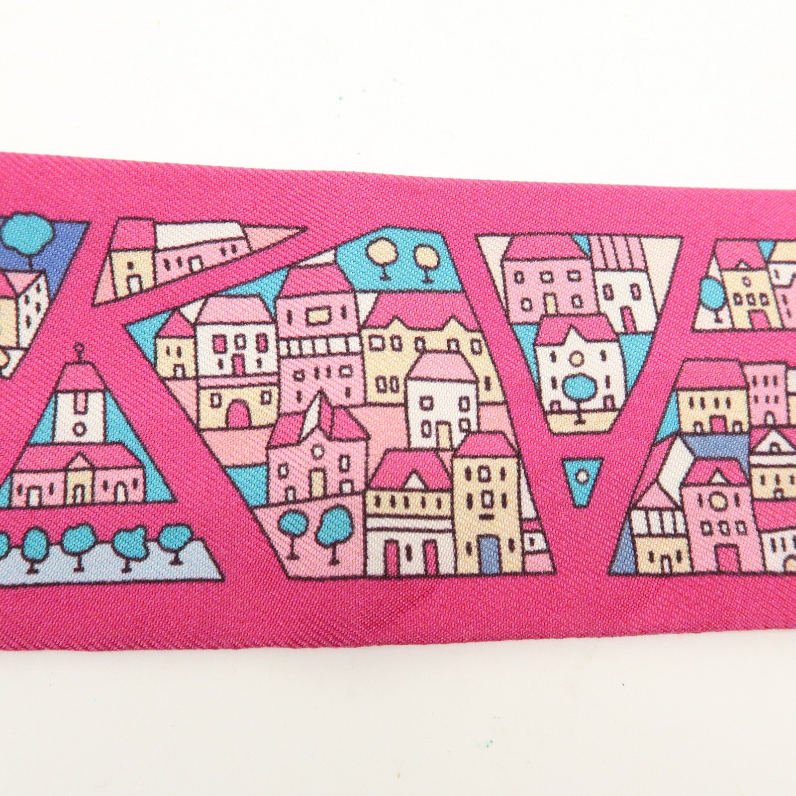 HERMES Silk 100% Twilly Rive Droite Rive Gauche Pink