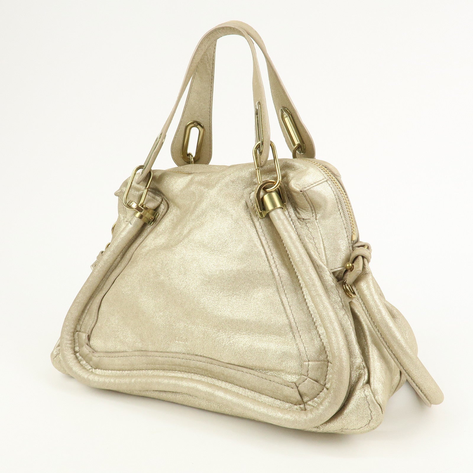 Chloe Paraty Leather 2Way Bag Hand Bag Shoulder Bag Gold 041056-09