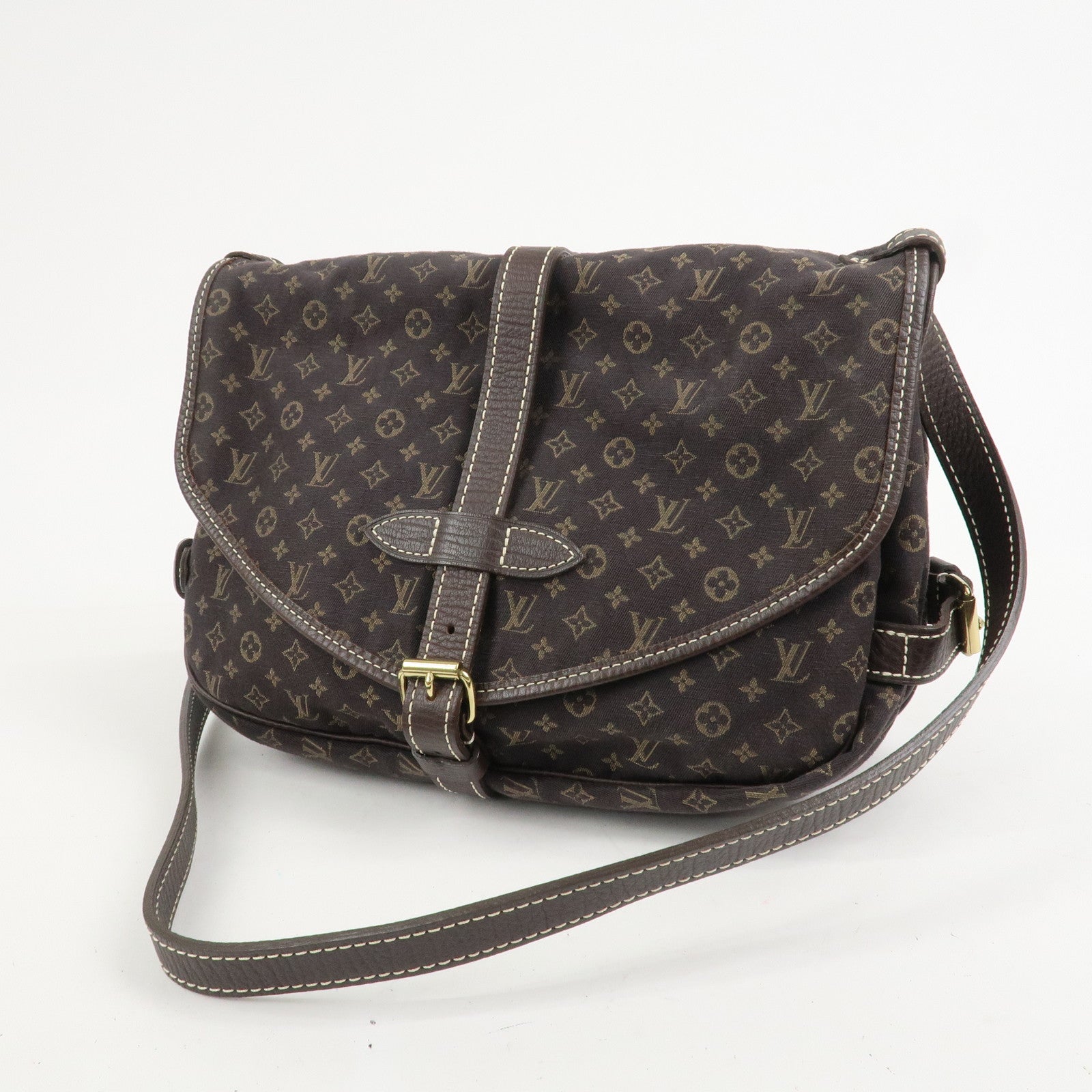 Louis Vuitton Monogram Mini Lin Saumur 30 Shoulder Bag Brown M95227