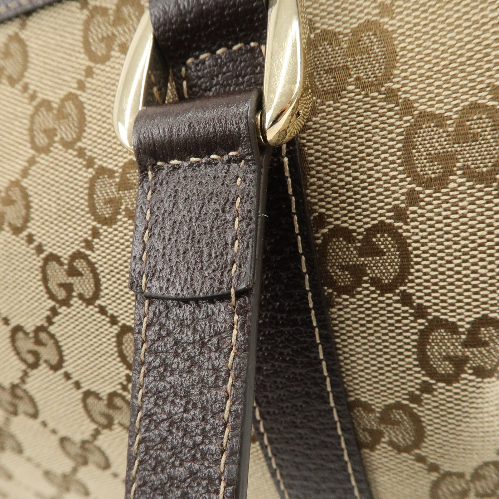 GUCCI Abbey GG Canvas Leather Shoulder Bag Beige Brown 141470 Used