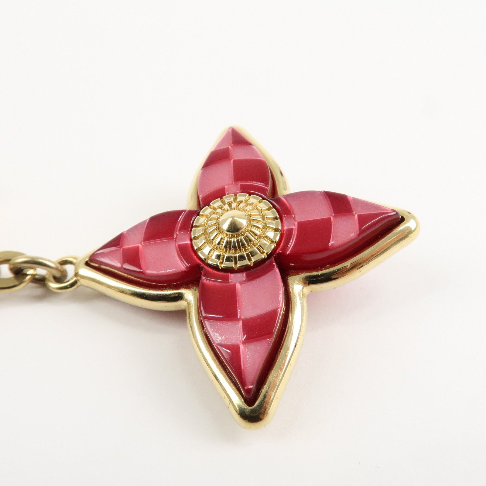 Louis Vuitton Bijou Sac Mosaic Bag Charm Flower Gold Pink M66882 Used