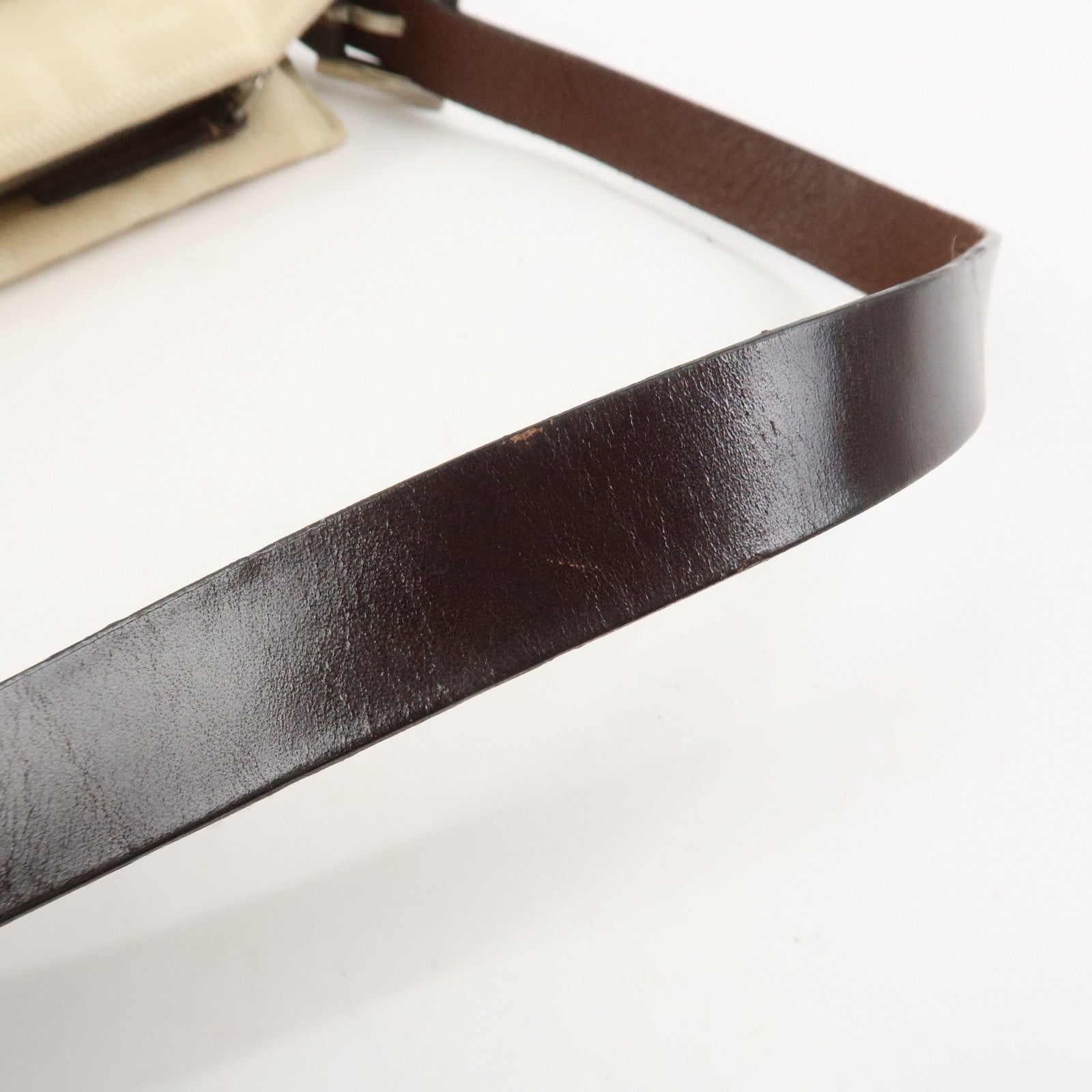 FENDI Zucca Canvas Leather Shoulder Bag Ivory Brown 26566