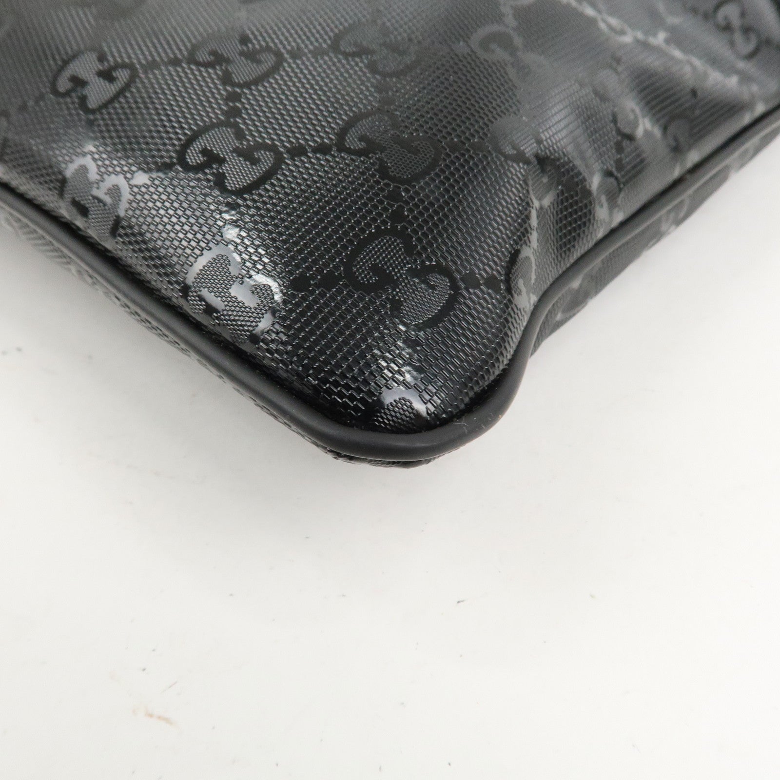 GUCCI GG Imprime Monogram PVC Shoulder Bag Cross Body Bag Black 295257