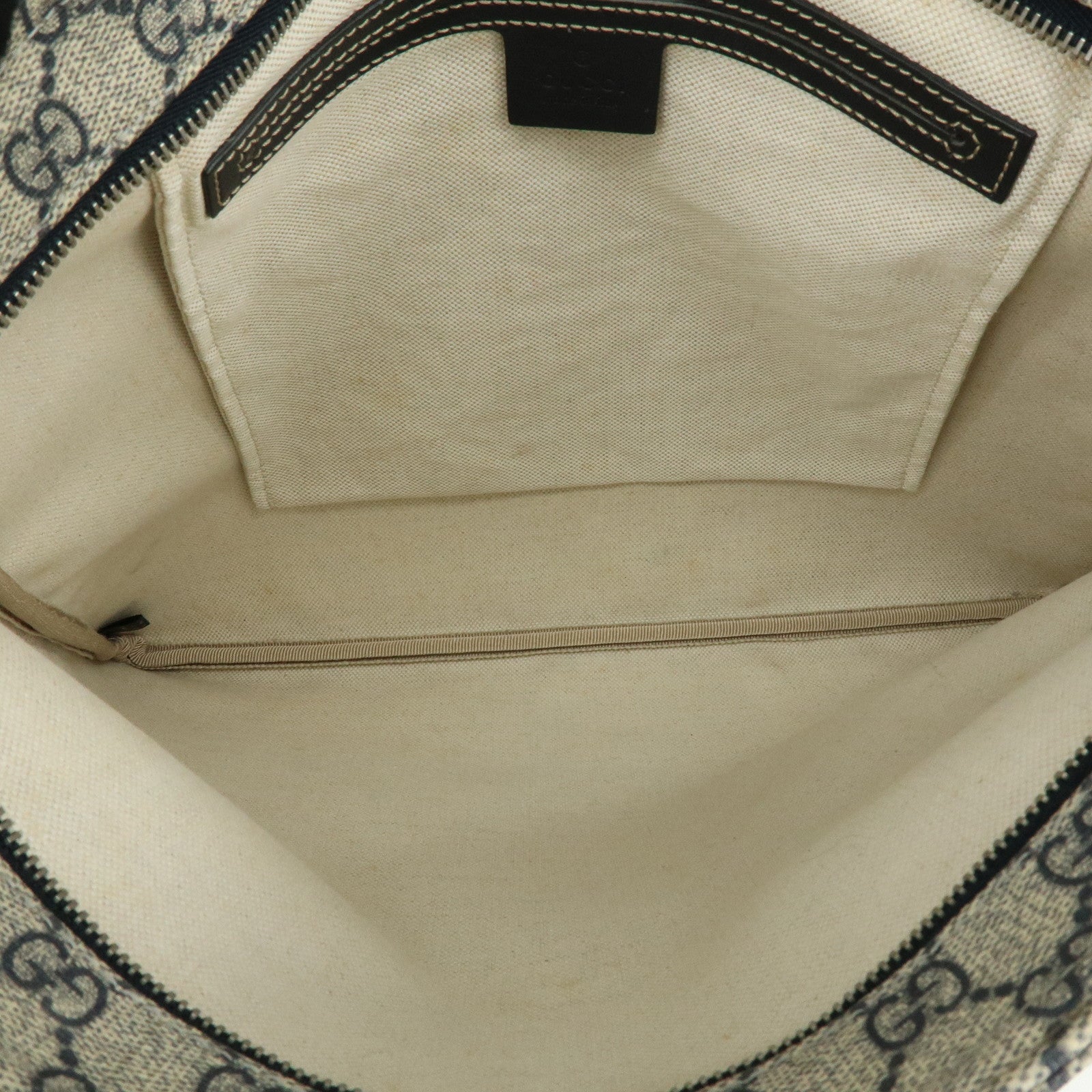 GUCCI GG Supreme Shoulder Bag Crossbody Bag Gray Navy Beige 201446