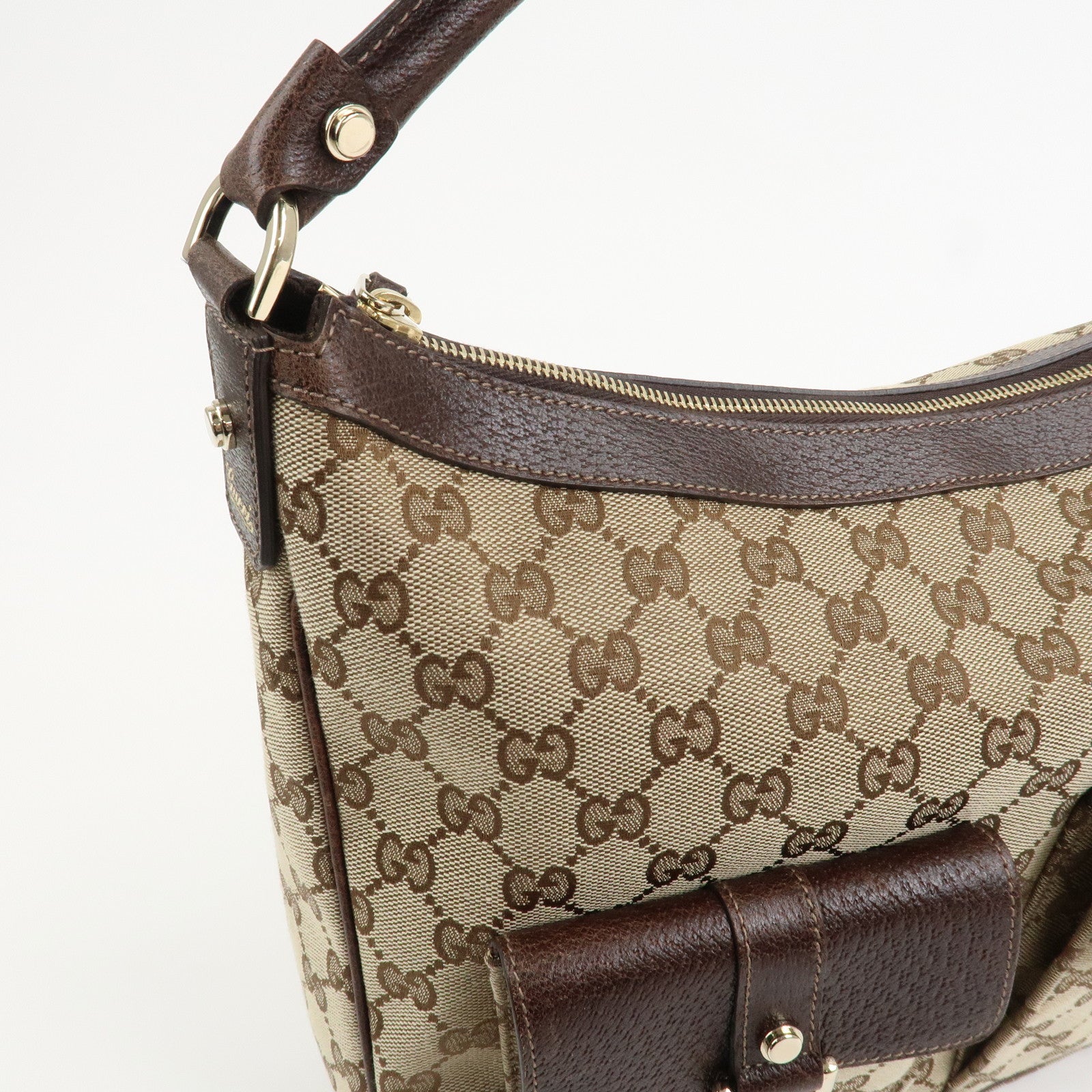 GUCCI Front Pocket Shoulder Bag Hand Bag Brown 153025