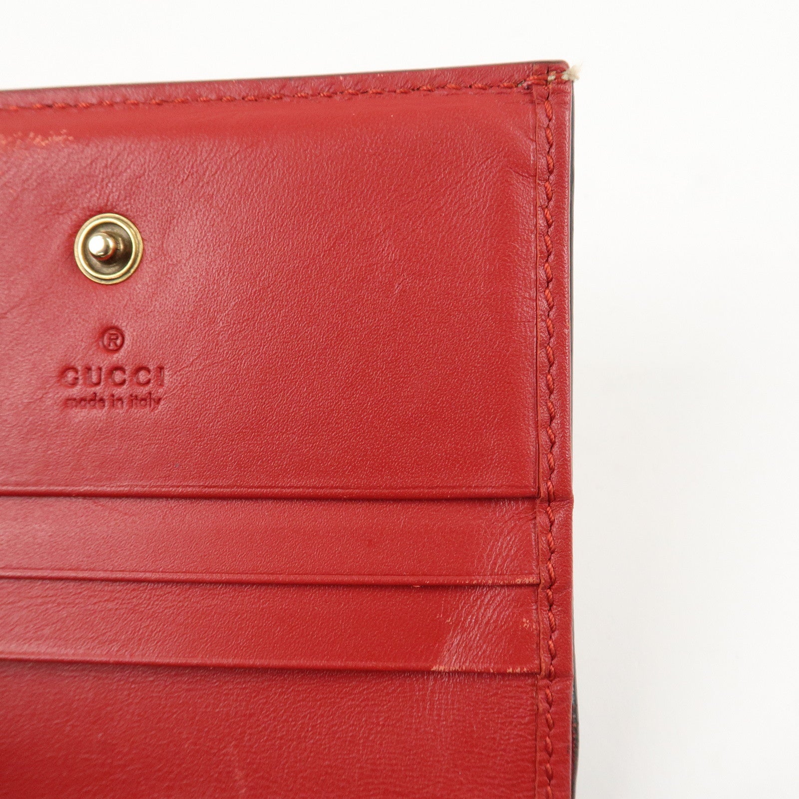 GUCCI Interlocking G GG Supreme Cherry Compact Wallet Beige 476050 Used