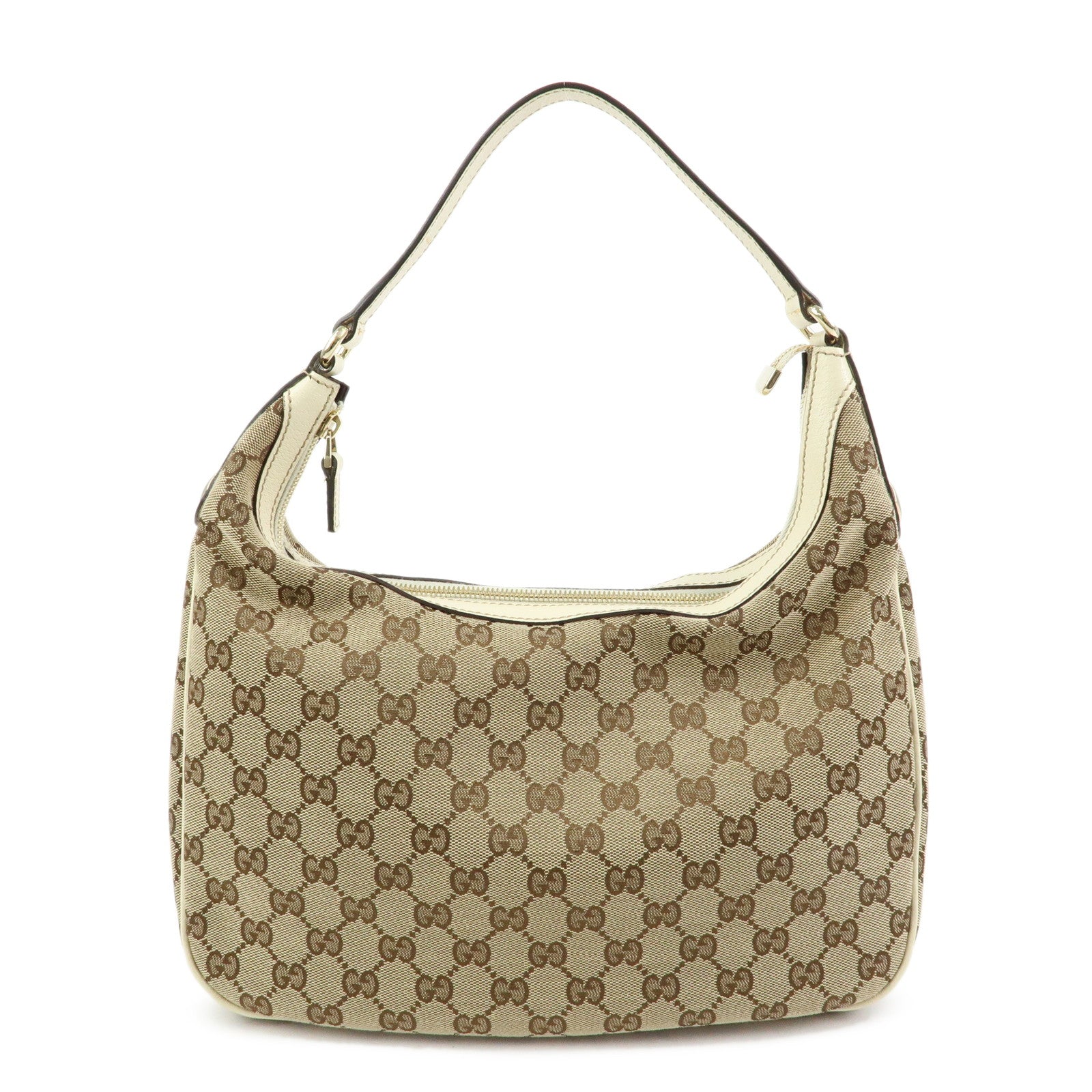 GUCCI GG Canvas Leather Shoulder Bag Hand Bag Beige Ivory 153010