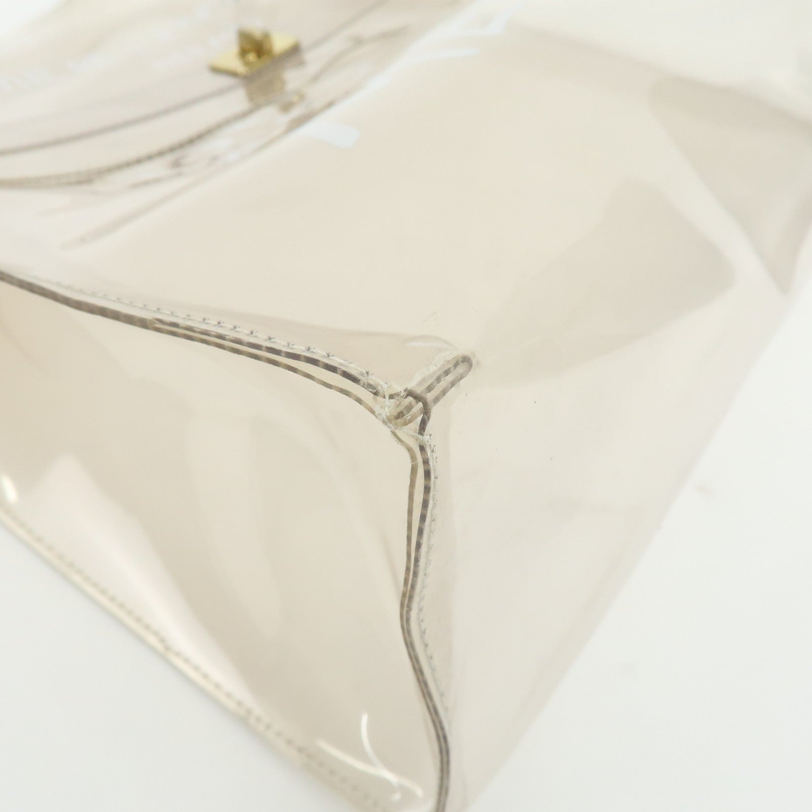 HERMES Kelly Vinyl Hand Bag Clear Transparent