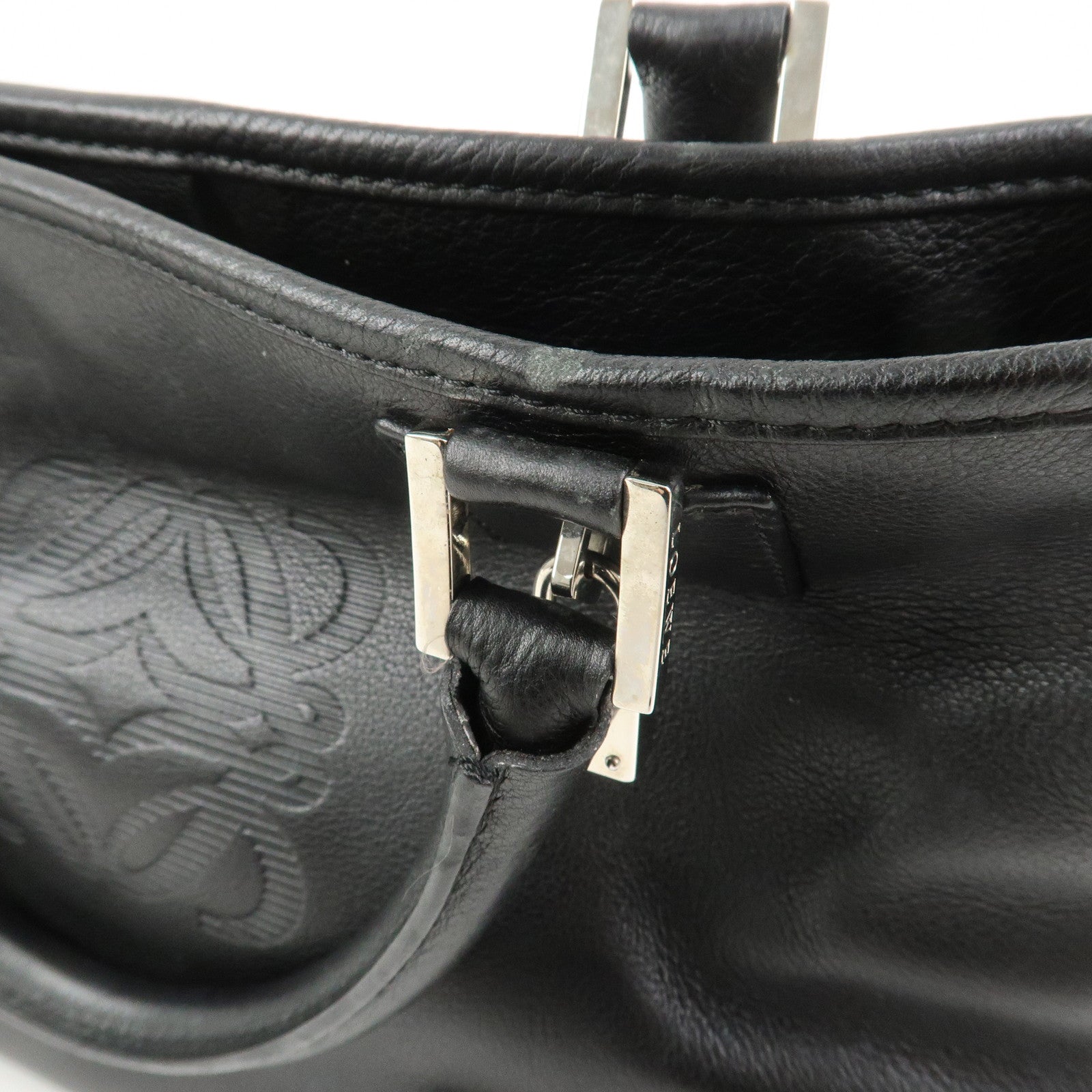 LOEWE Anagram Leather Tote Bag Hand Bag Black