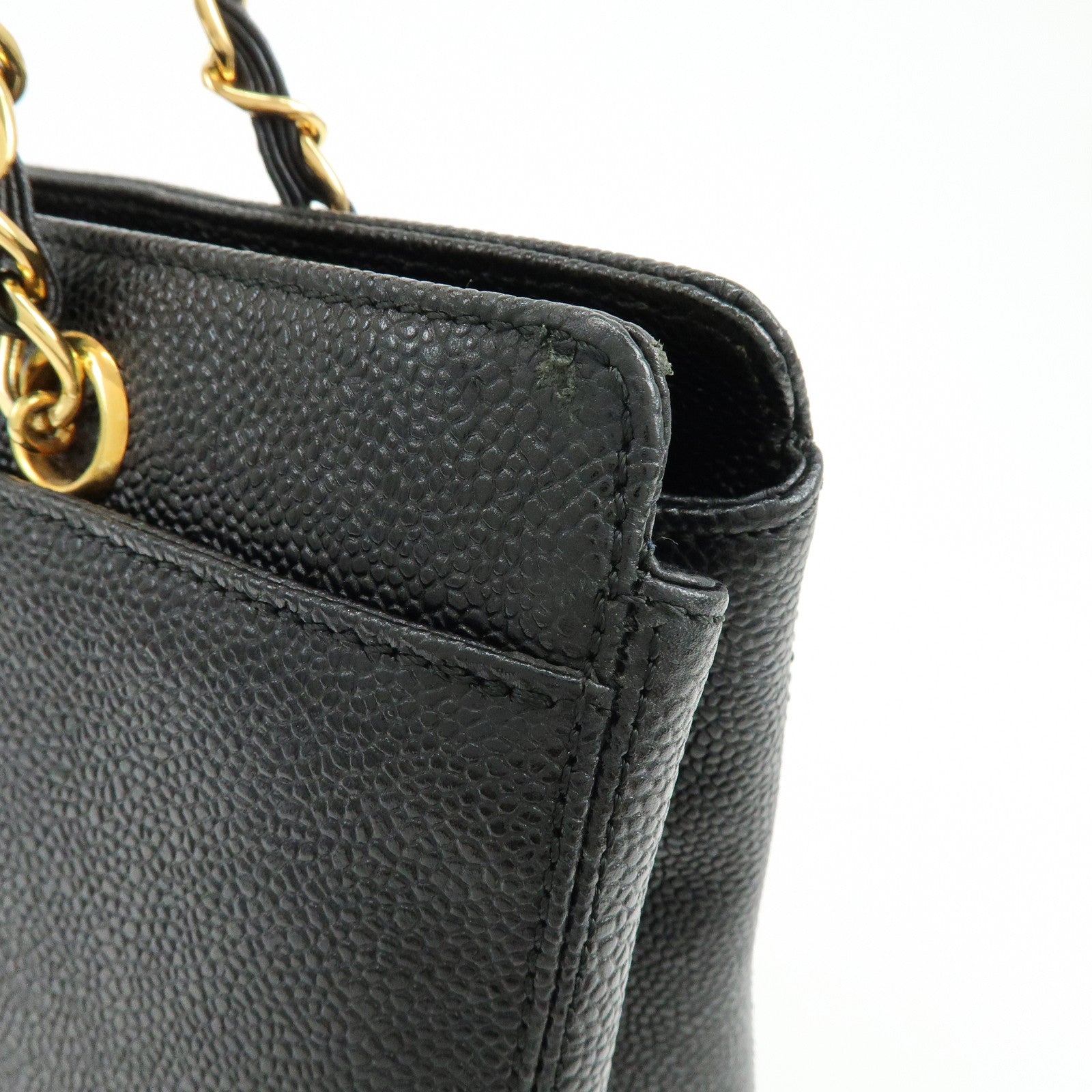 CHANEL Caviarskin Tote Bag Hand Bag Black A08913