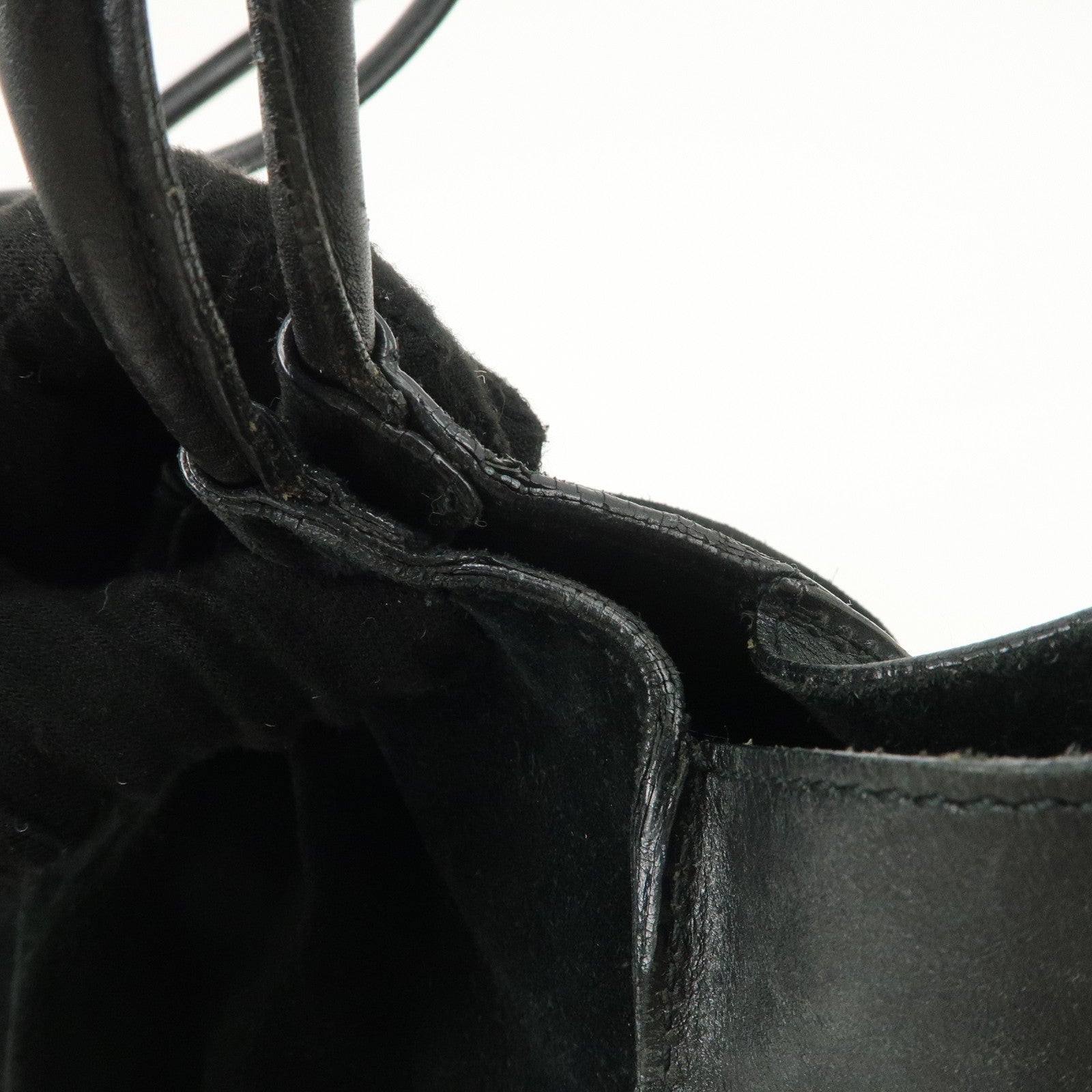 GUCCI Suede Leather Shoulder Bag Tote Bag Black 001.4332 Used