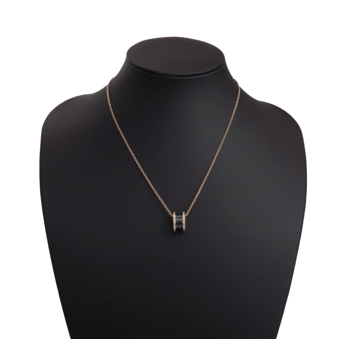 BVLGARI B-zero1 Diamond Necklace K18 750PG Ceramic Rose Gold Black